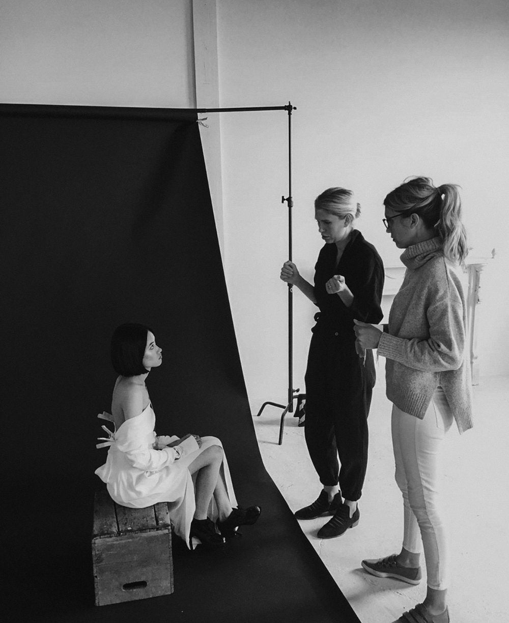 Behind the scenes with A.B. Ellie at a product photoshoot.