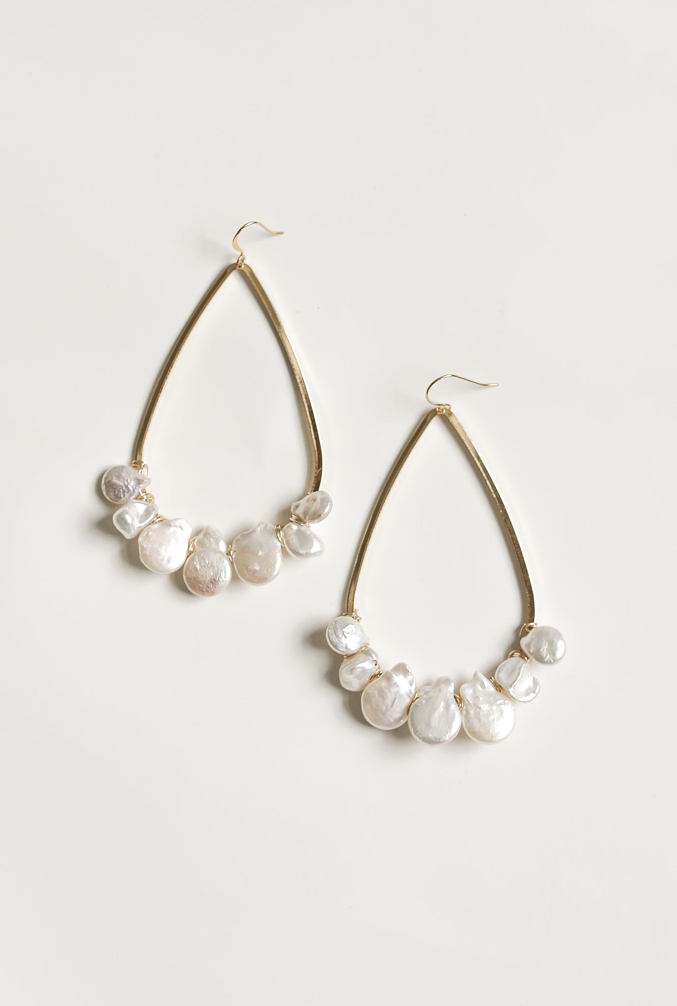 Teardrop Freshwater Pearl Hoops - Sale
