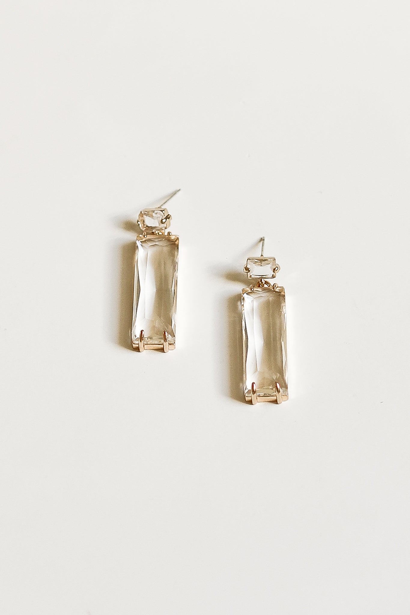 Baguette Glass Drop Earrings - Sale