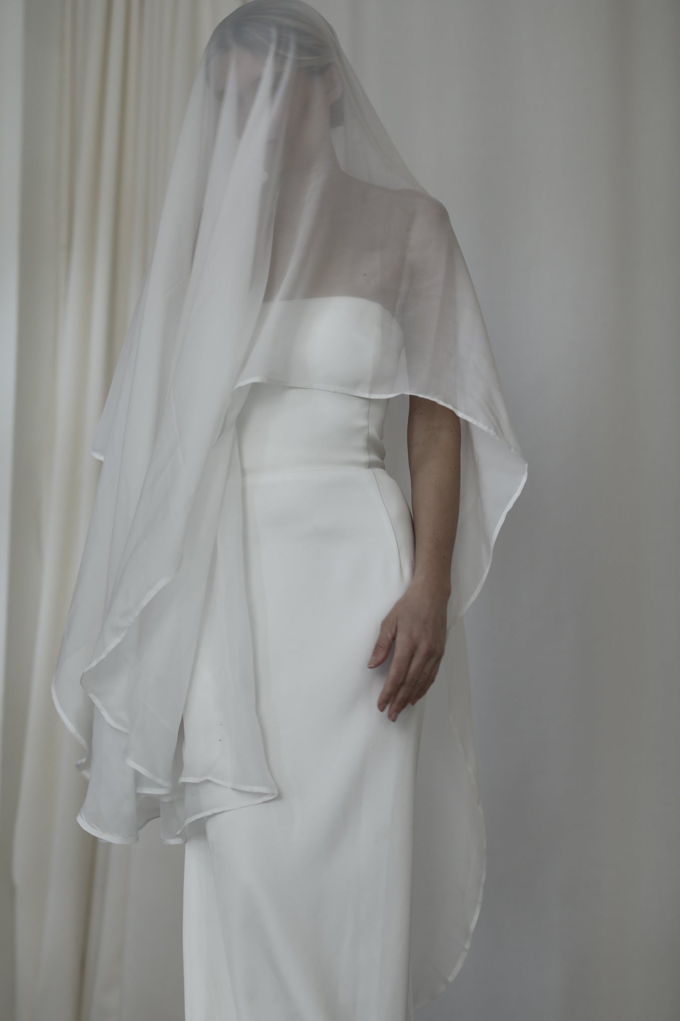Silk Chiffon Drop Wedding Veil | Bridal Veil