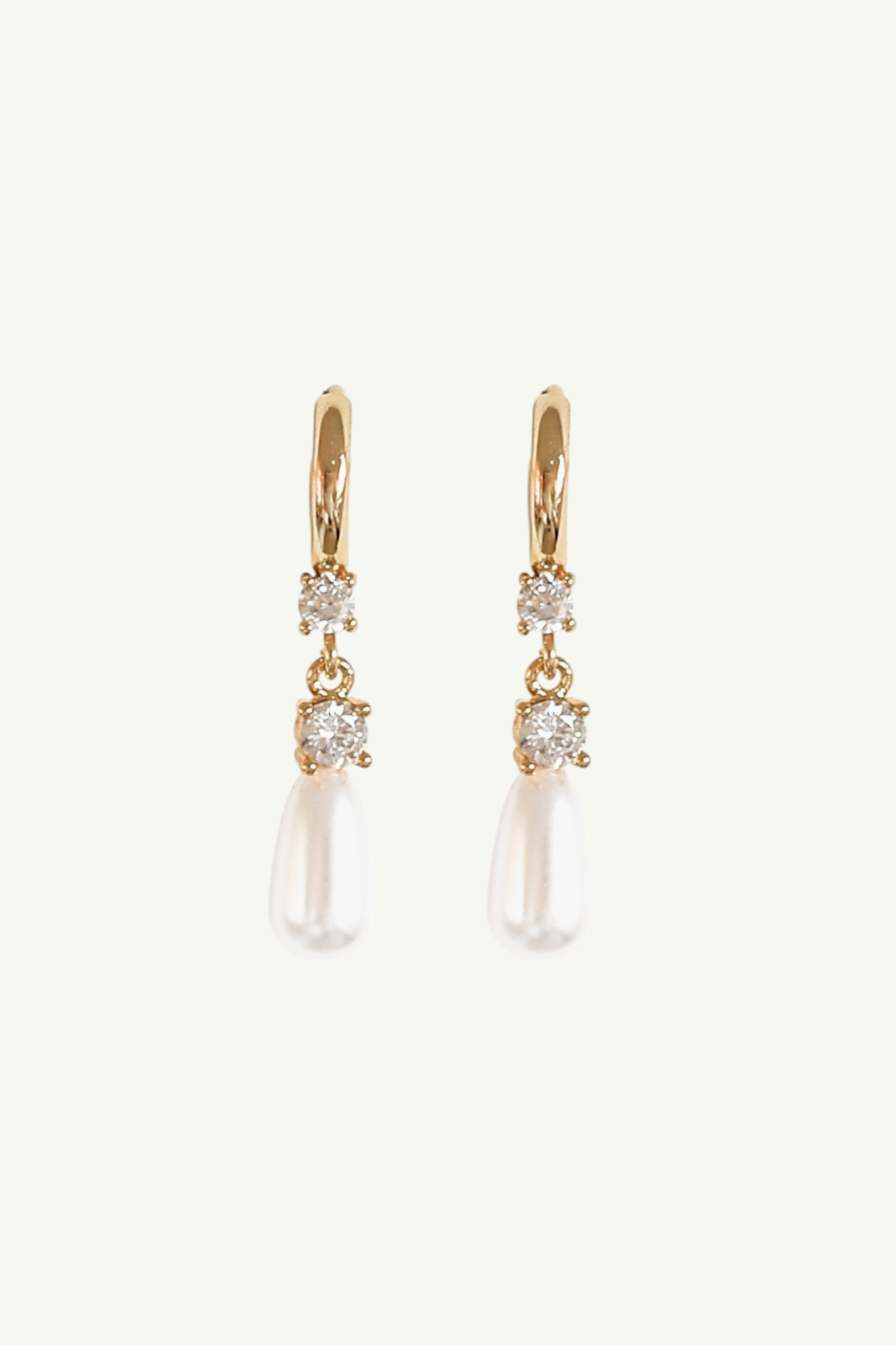 Gold Hoop Crystal Pearl Drop Earrings - Sale