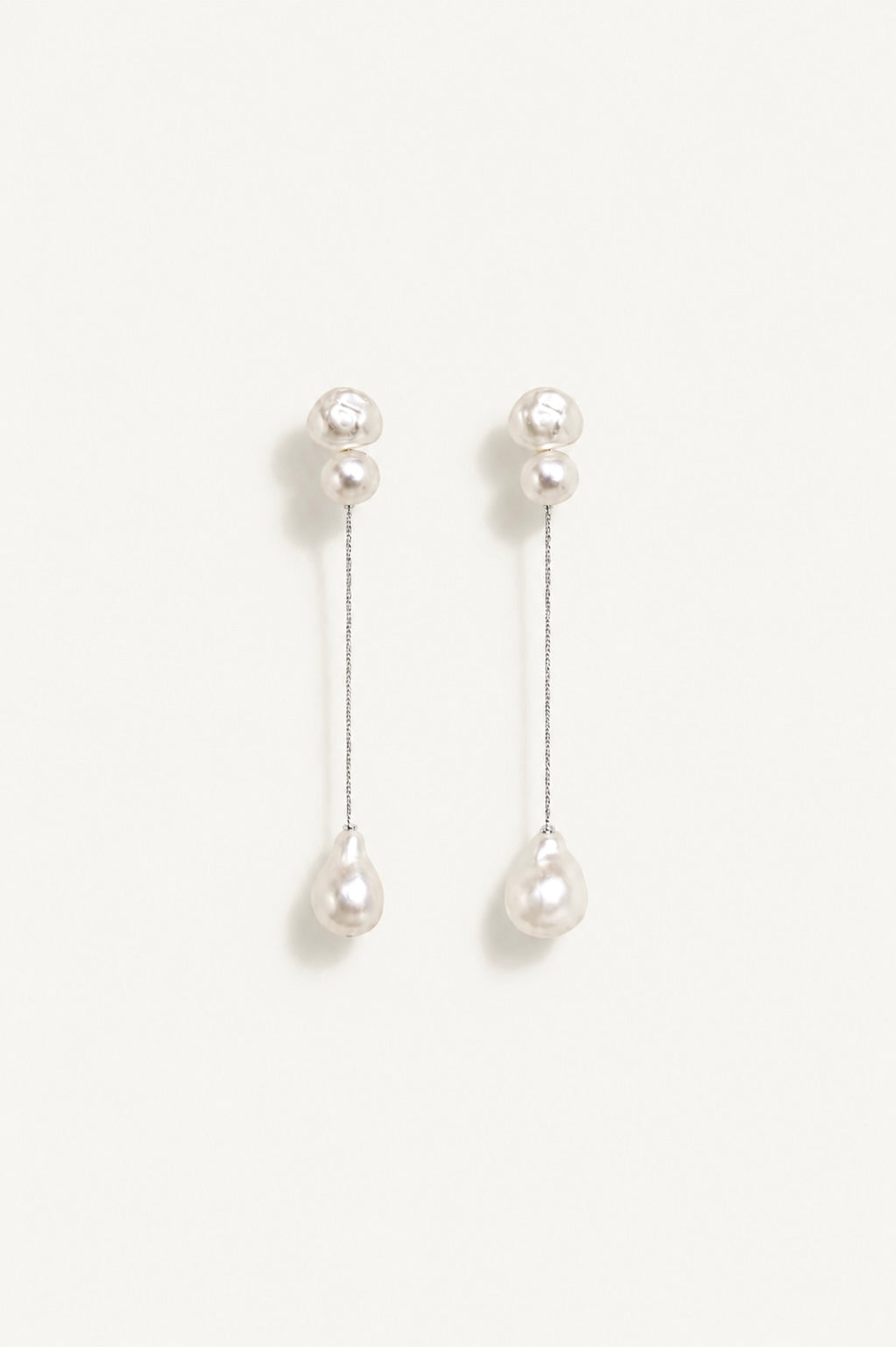 2:1 Micro Pearl Chain Strand Earrings