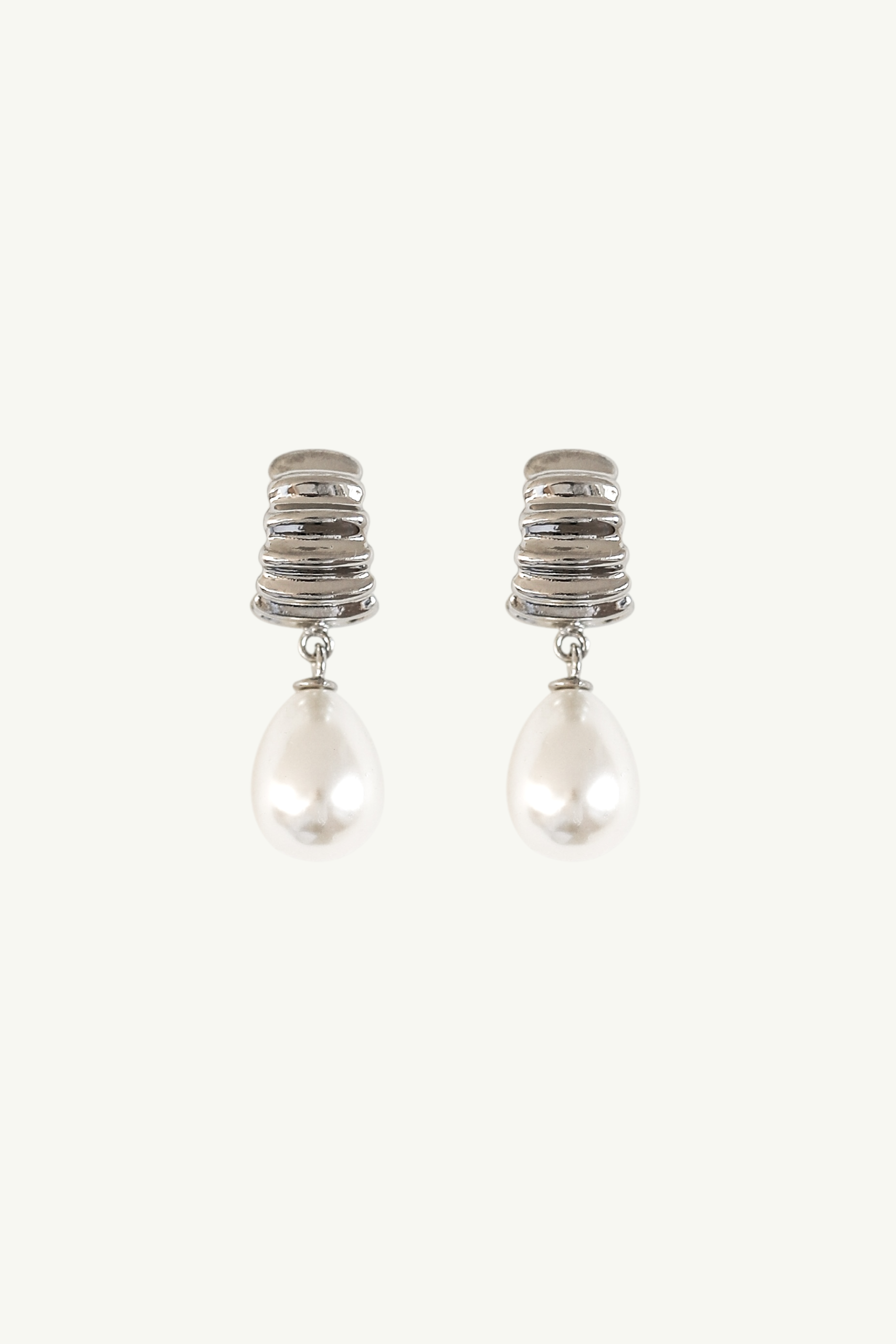 Ribbed Pearl Drop Earrings - Sale