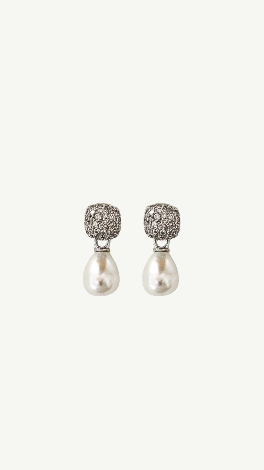 Pave Mini Pearl Drop - Sale