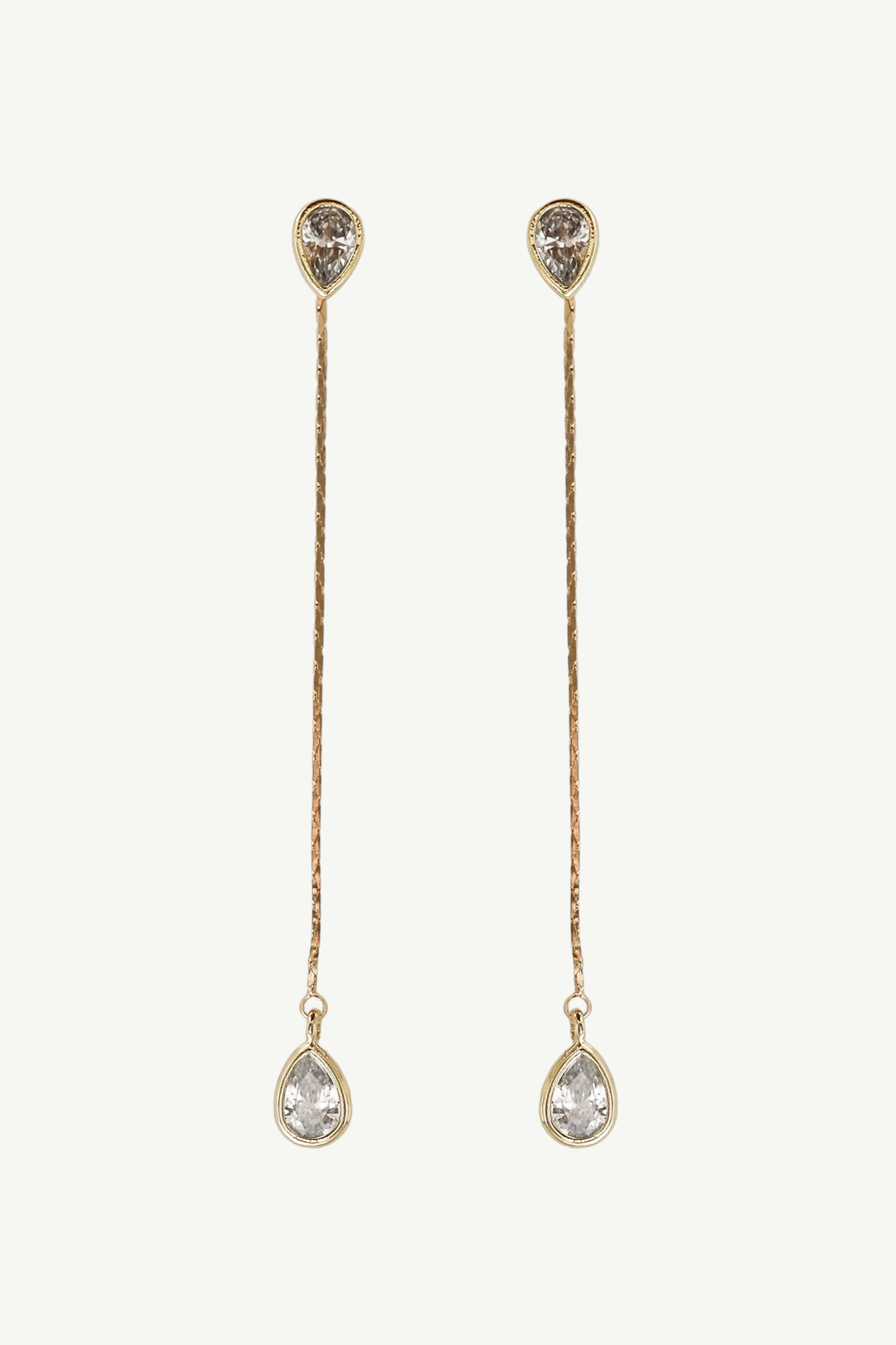 Bezel 2:1 Teardrop Strand Earrings - Sale