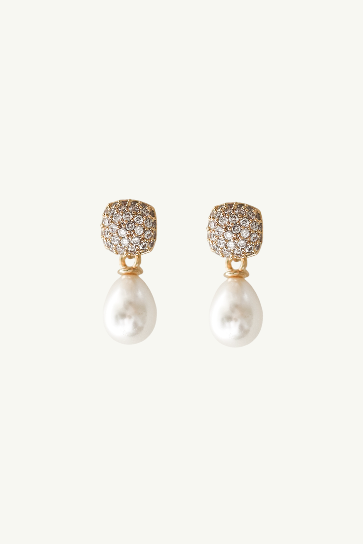 Pave Mini Pearl Drop - Sale