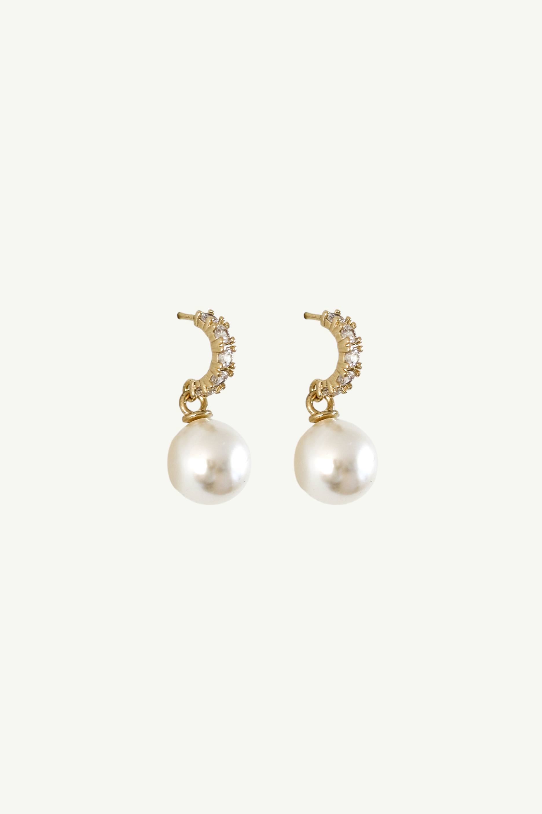 Pearl Pave Huggie Drop Earrings - Sale
