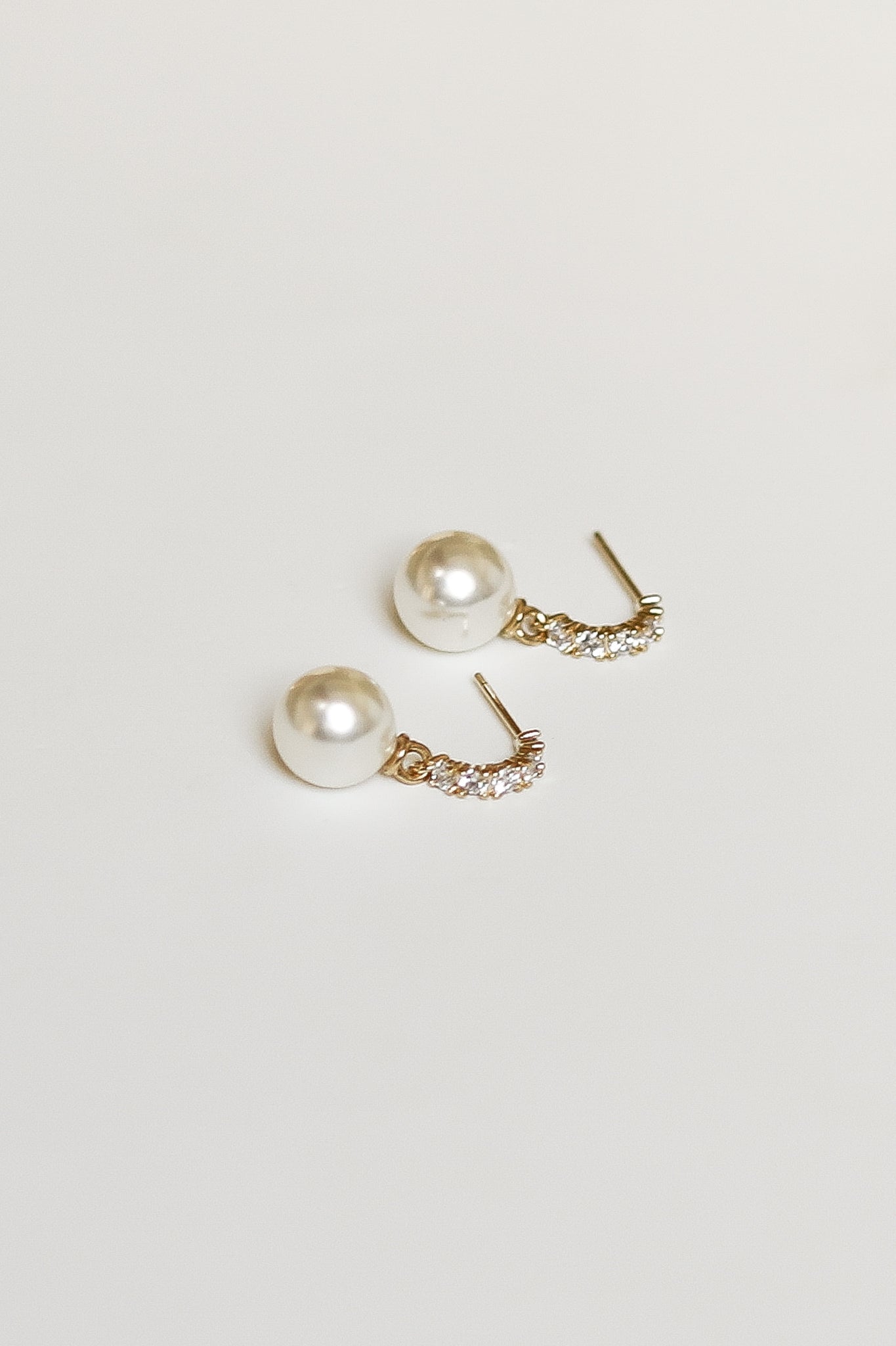 Pearl Pave Huggie Drop Earrings - Sale