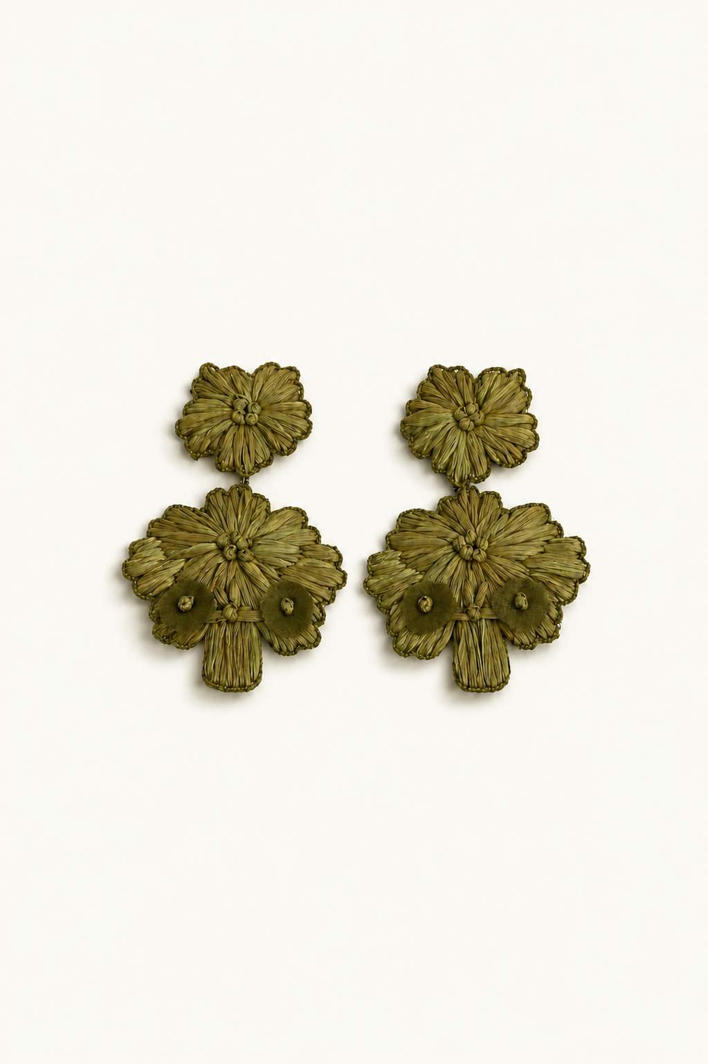 Stevie Floral Statement Earrings - Olive