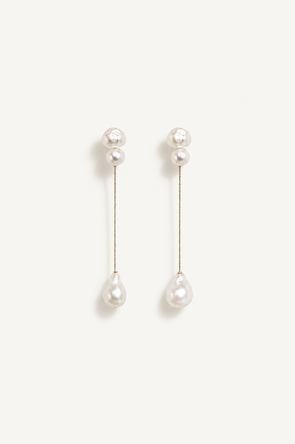 2:1 Micro Pearl Chain Strand Earrings