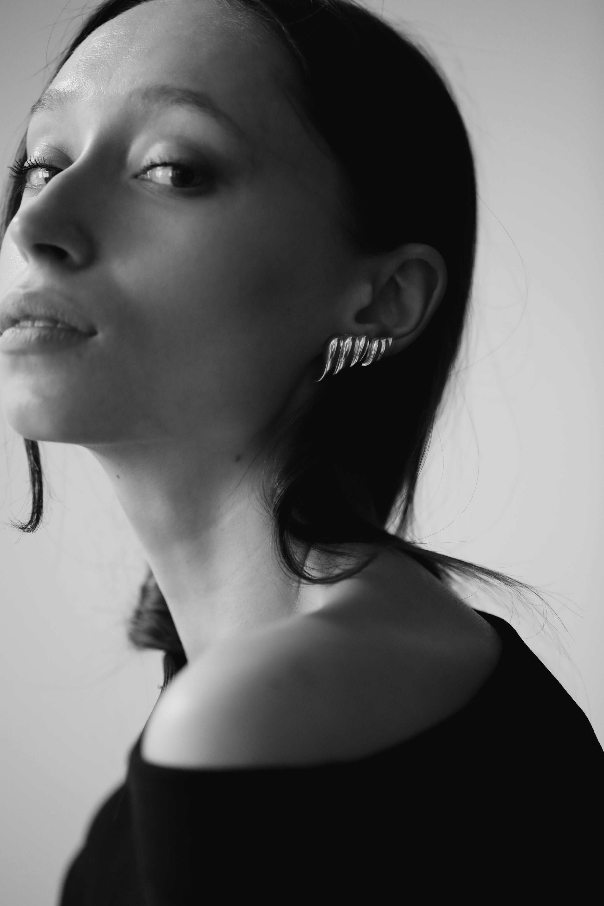 Ribbed Sculptural Stud Earring Set