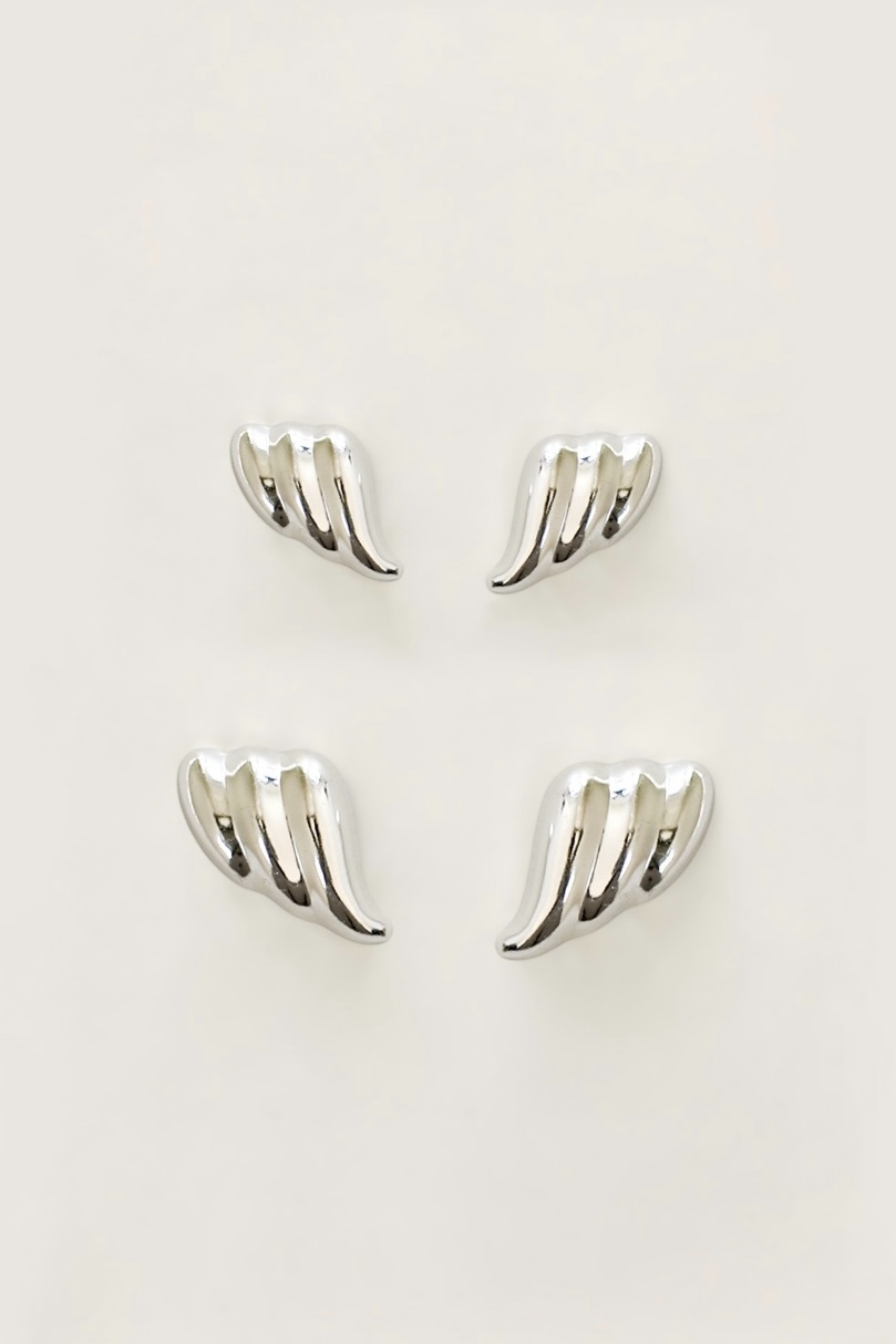Ribbed Sculptural Stud Earring Set