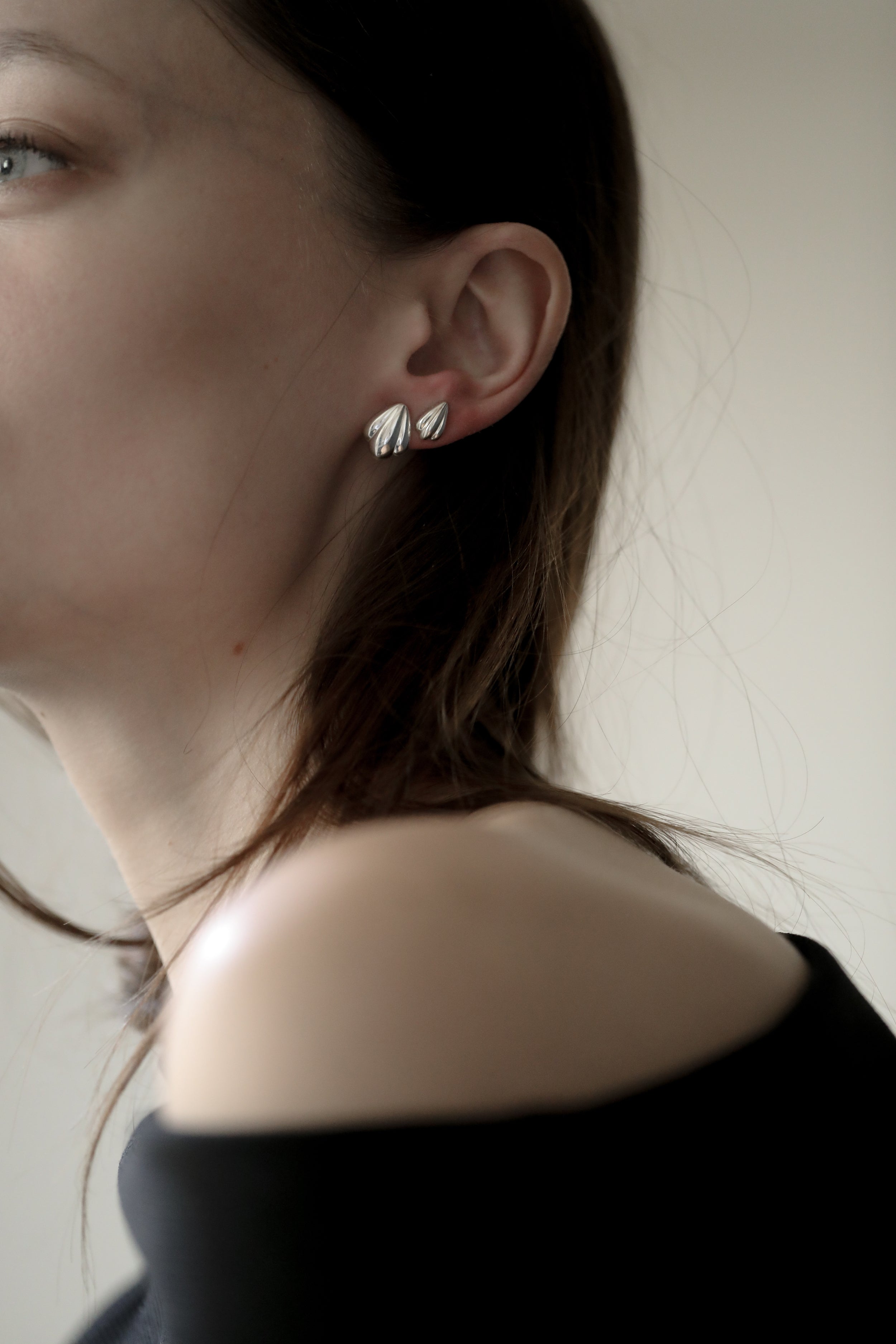 Scallop Sculptural Stud Earring Set