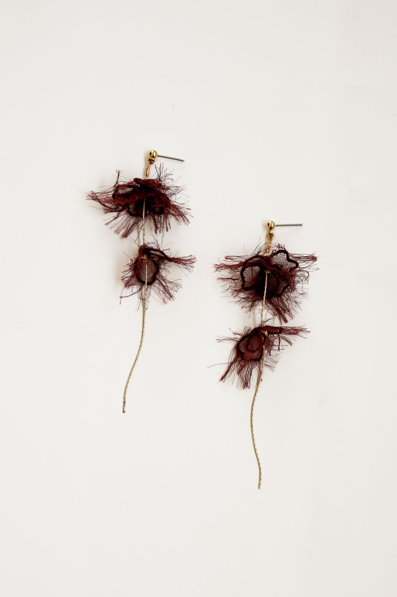 Adina Strand Earrings - Burgundy