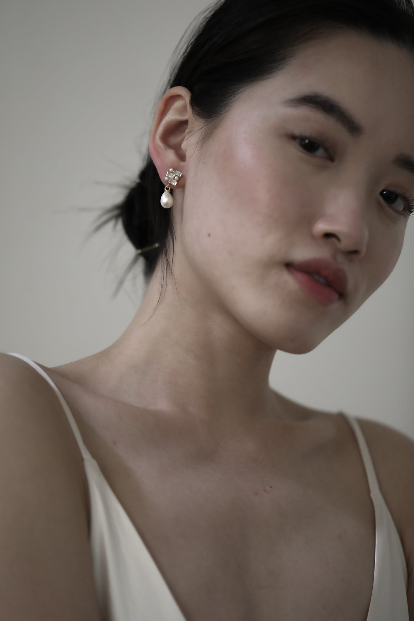 Baguette Deco Pearl Drop Earrings - Sale