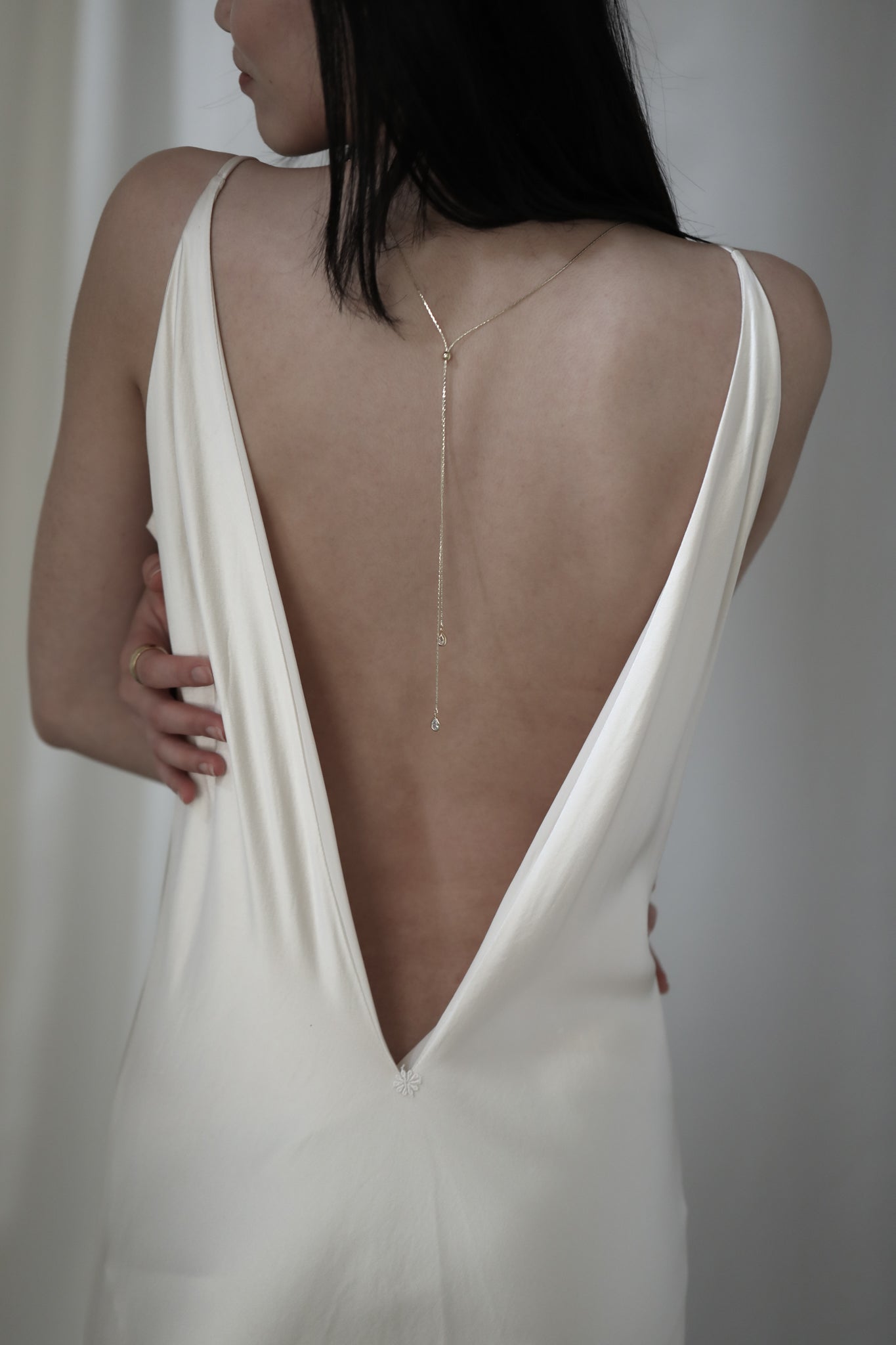 Bezel Crystal Lariat Necklace - Sale