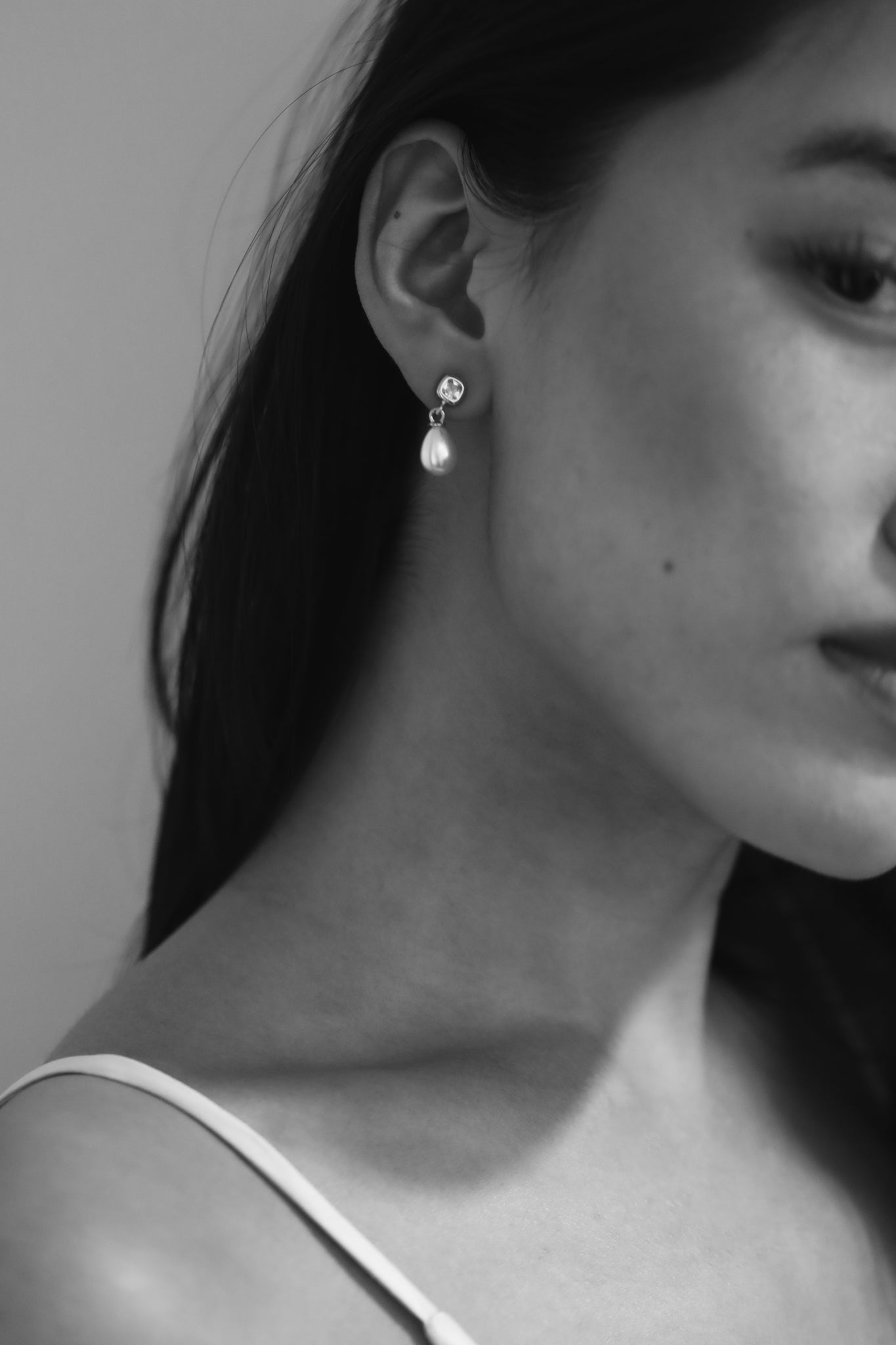 Micro Bezel Pearl Drop Earrings - Sale