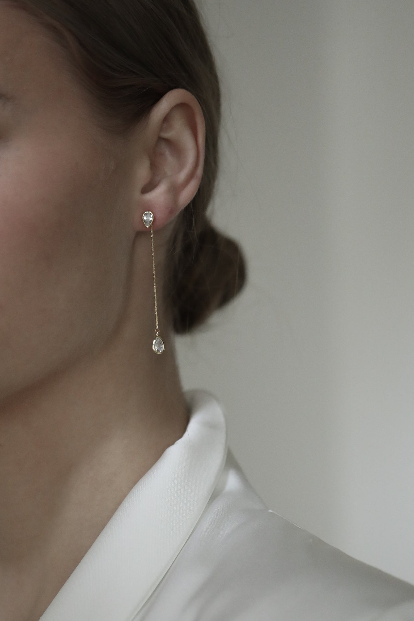 Bezel 2:1 Teardrop Strand Earrings - Sale