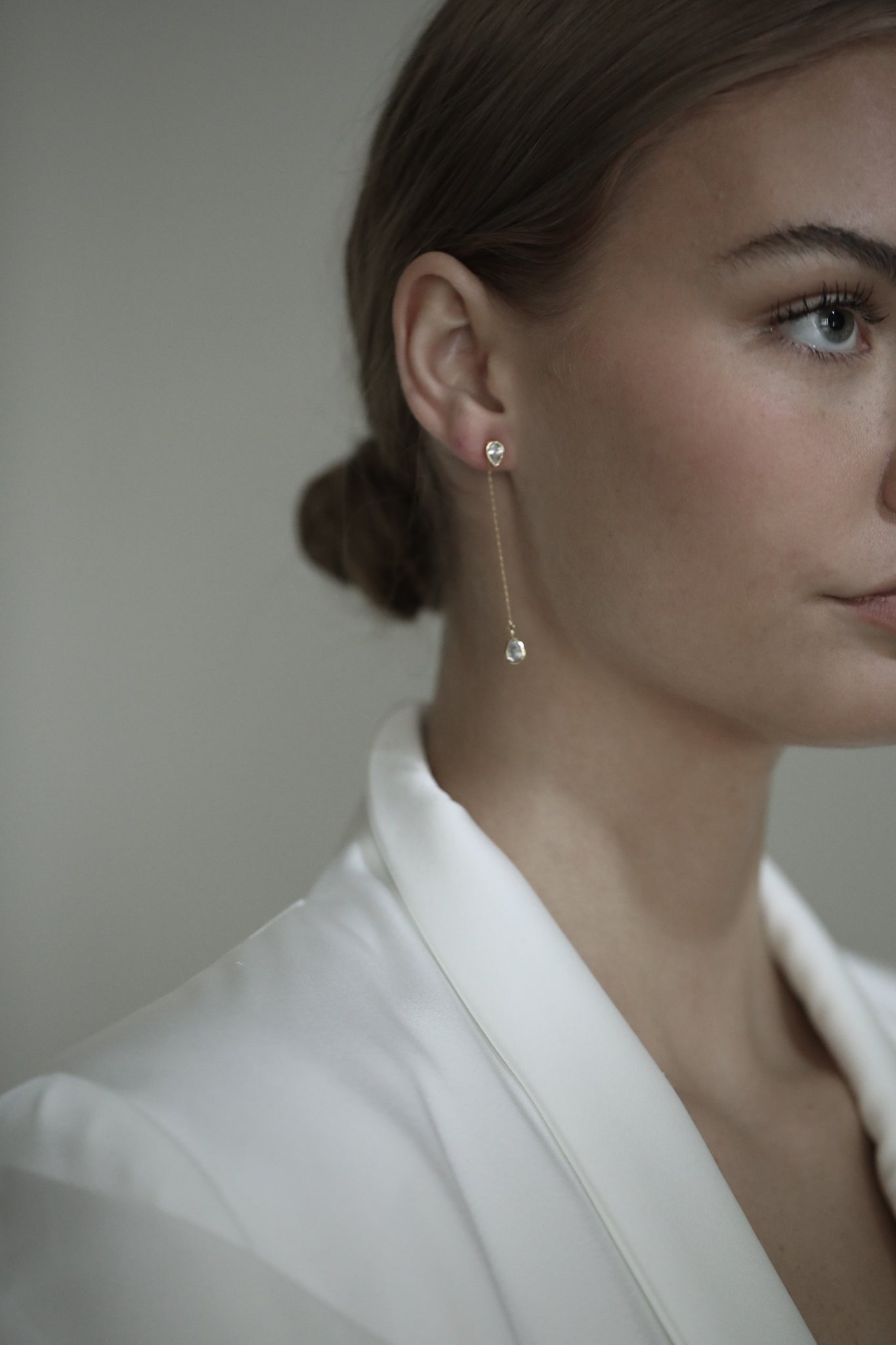 Bezel 2:1 Teardrop Strand Earrings - Sale