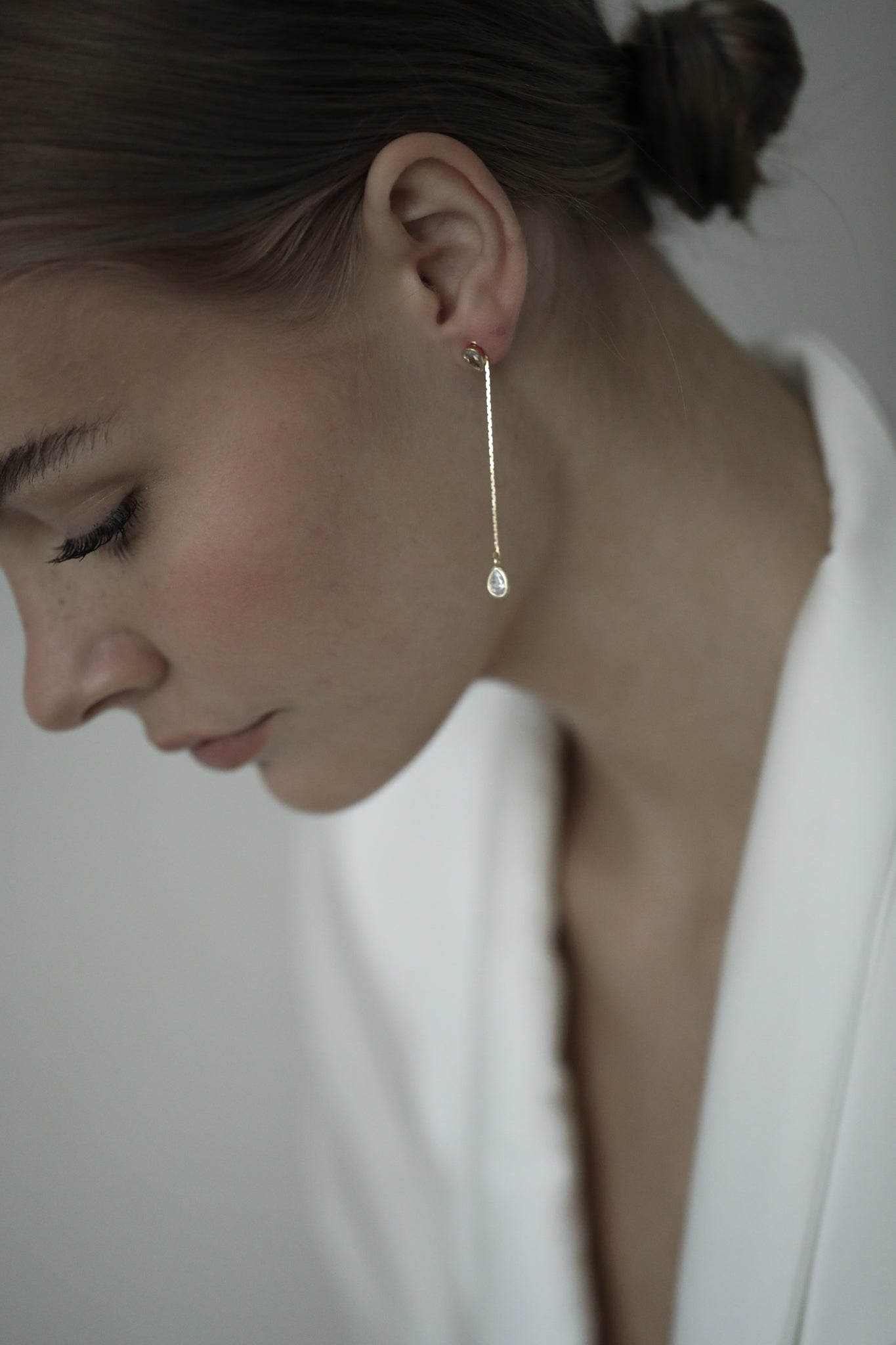 Bezel 2:1 Teardrop Strand Earrings - Sale