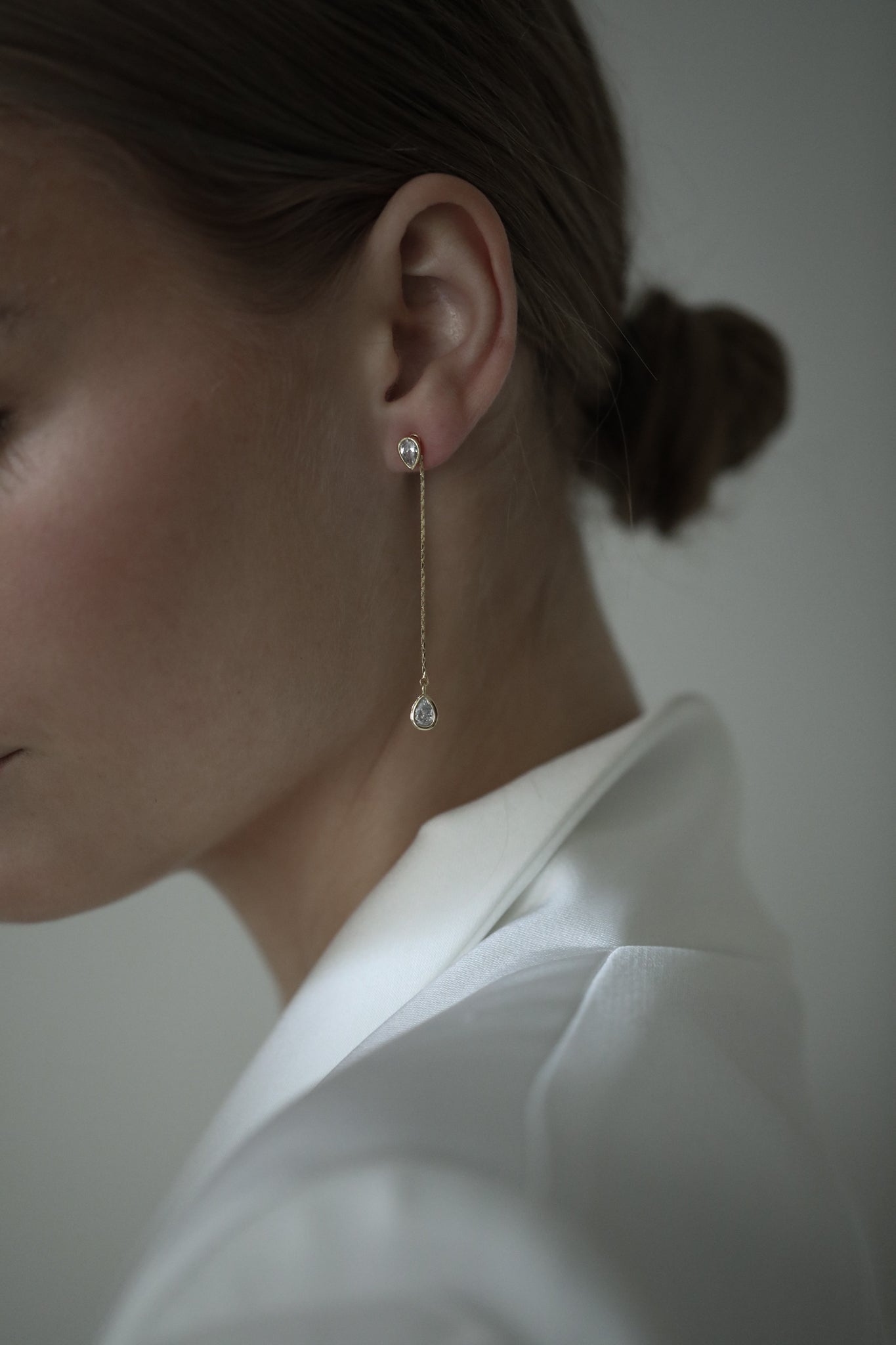 Bezel 2:1 Teardrop Strand Earrings - Sale