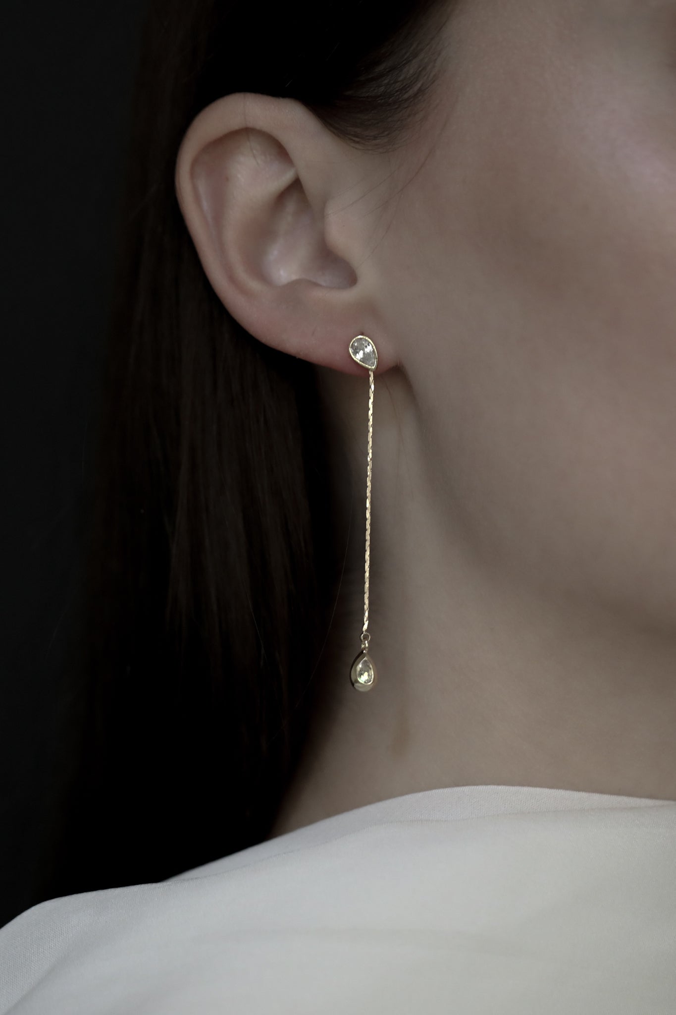 Bezel 2:1 Teardrop Strand Earrings - Sale