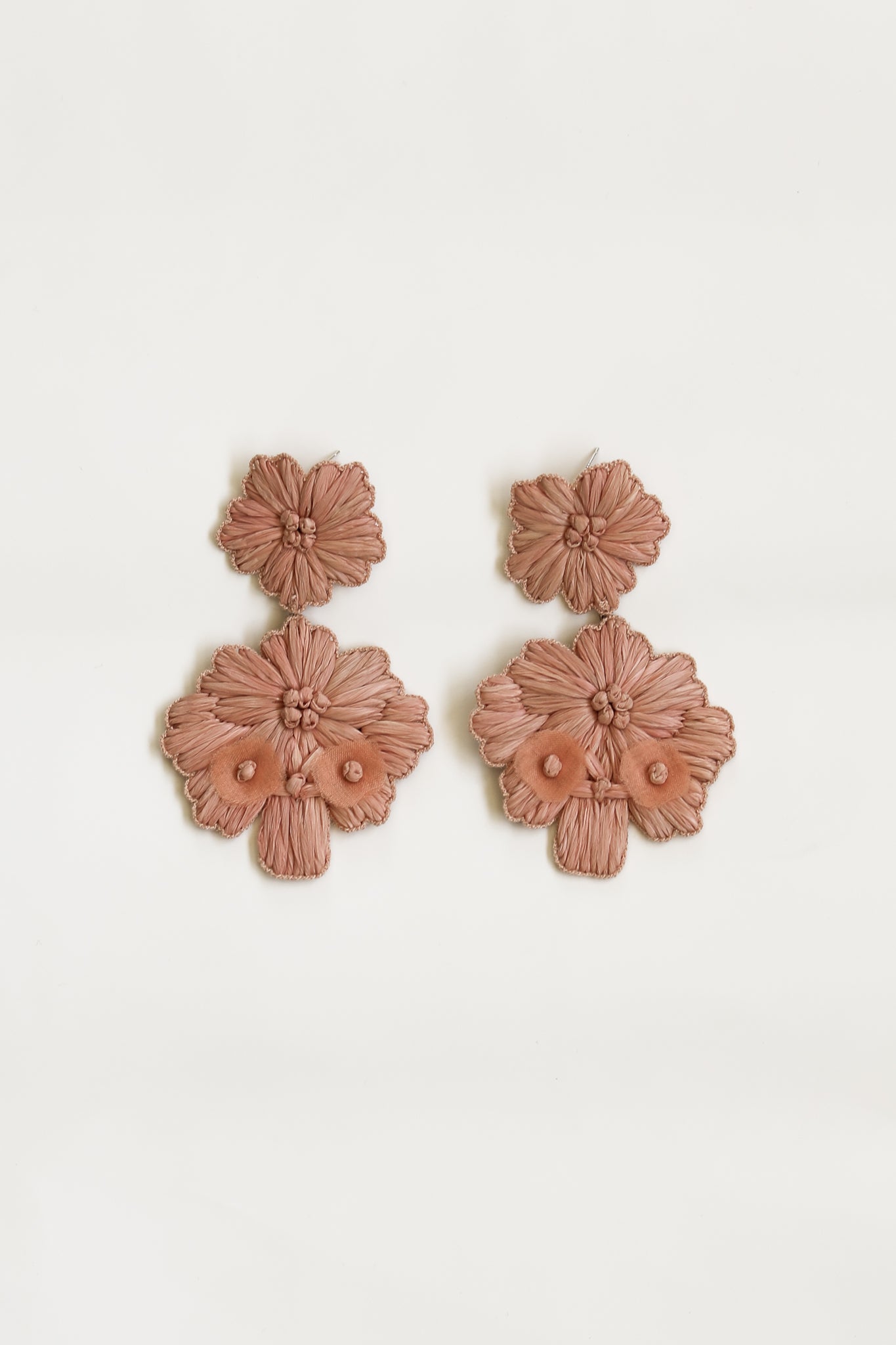Stevie Floral Statement Earrings - Blush