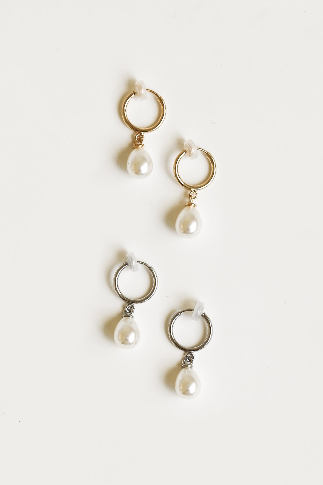 Clip On Pearl Hoop Earrings - Sale
