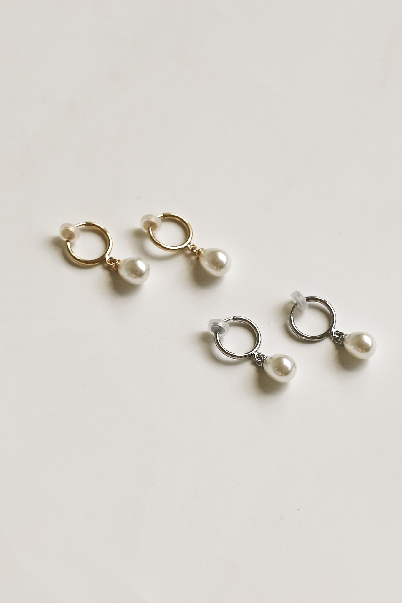 Clip On Pearl Hoop Earrings - Sale