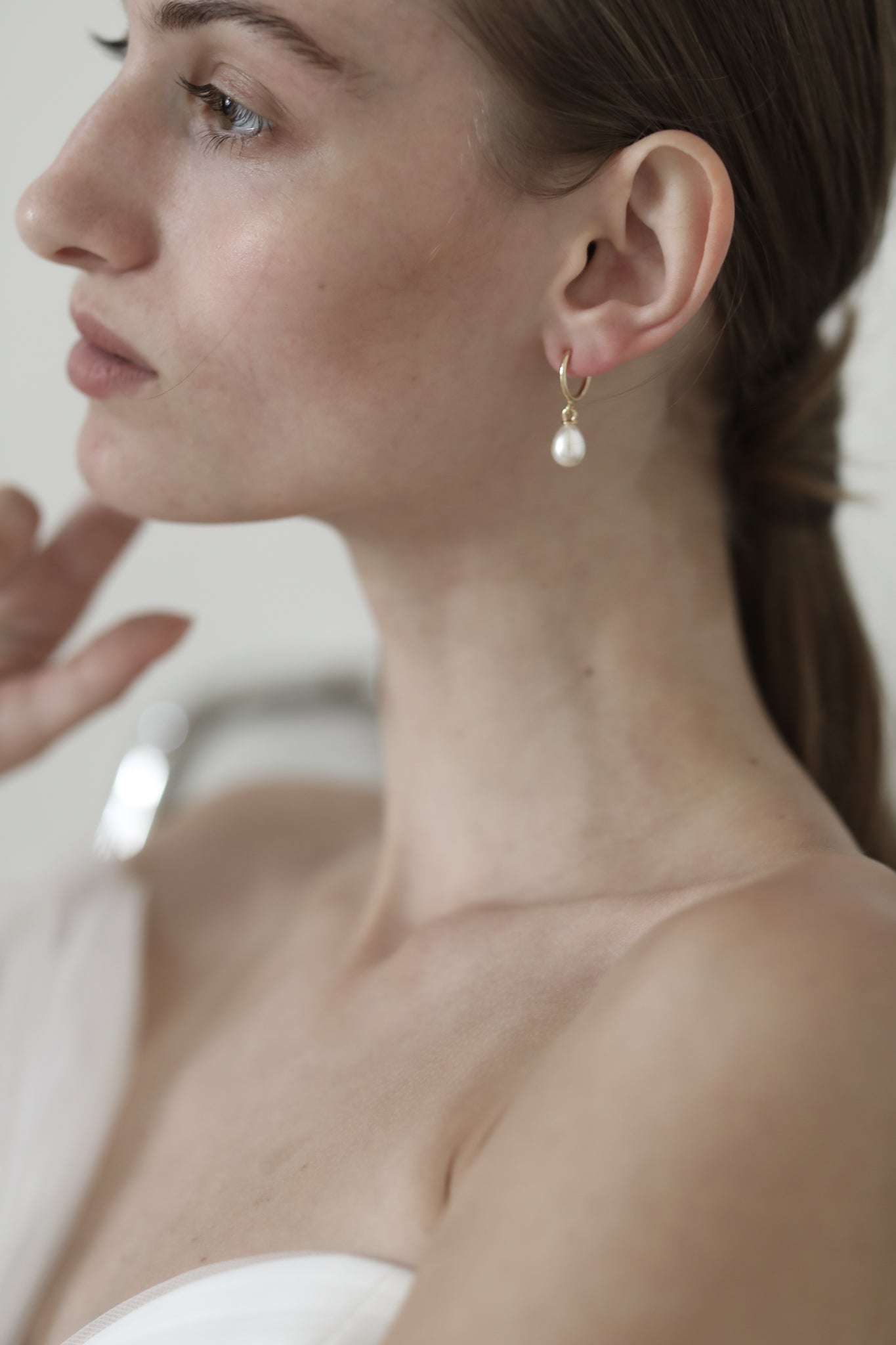 Clip On Pearl Hoop Earrings - Sale
