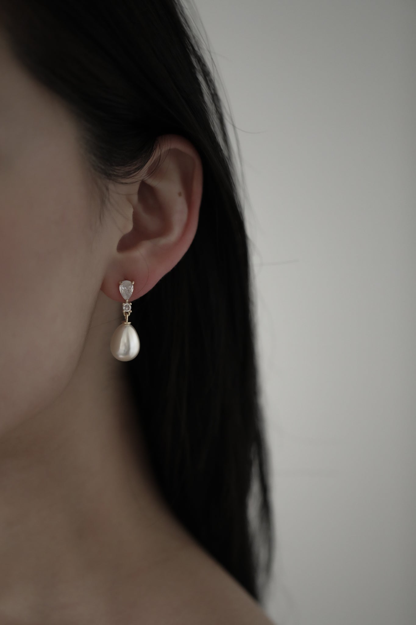 Crystal Stacked Pearl Drop Earrings