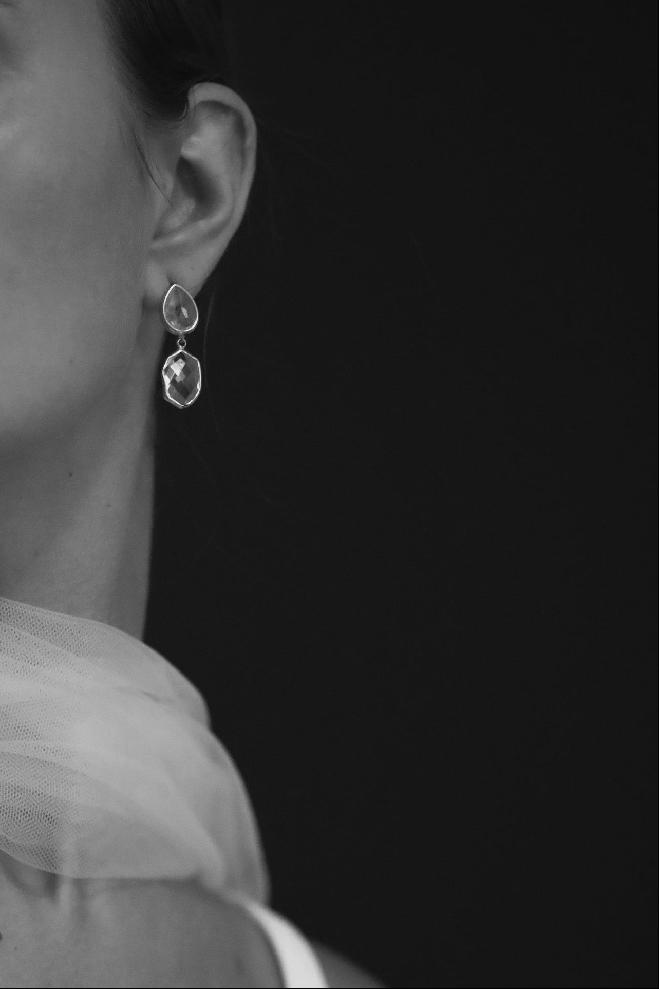 Irregular Double Crystal Drop Earrings - Sale