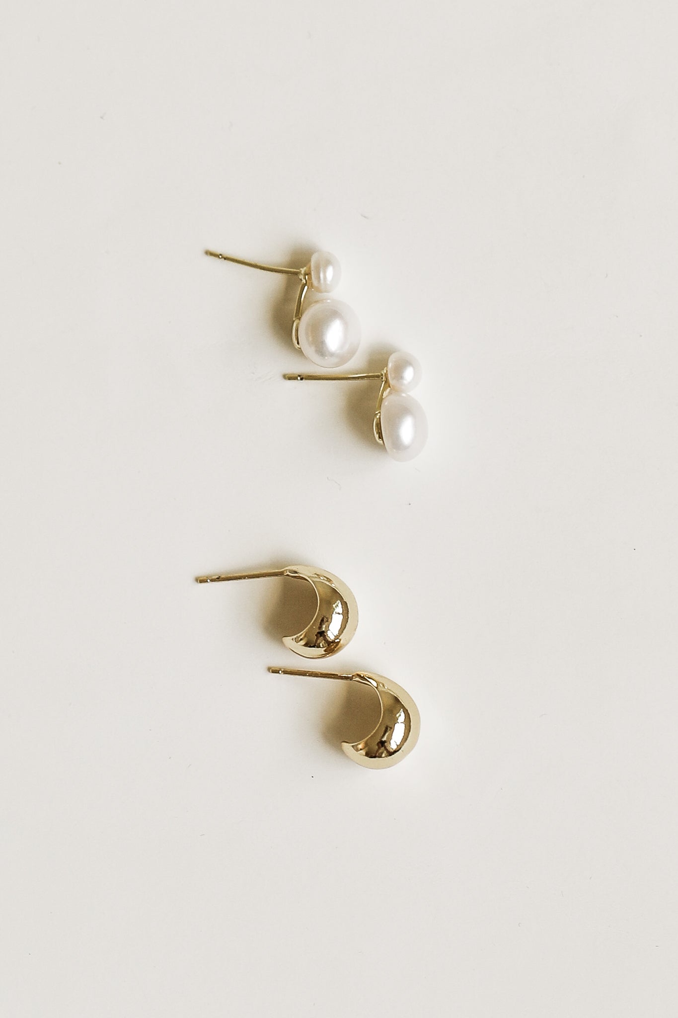 Pearl Stud + Micro Orb Earring Stacker Set