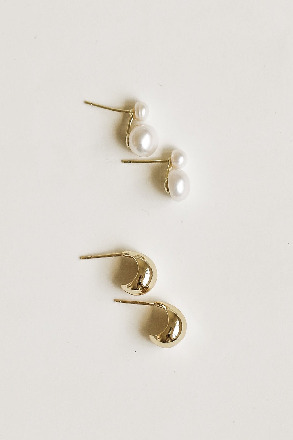 Pearl Stud + Micro Orb Earring Set - Sale