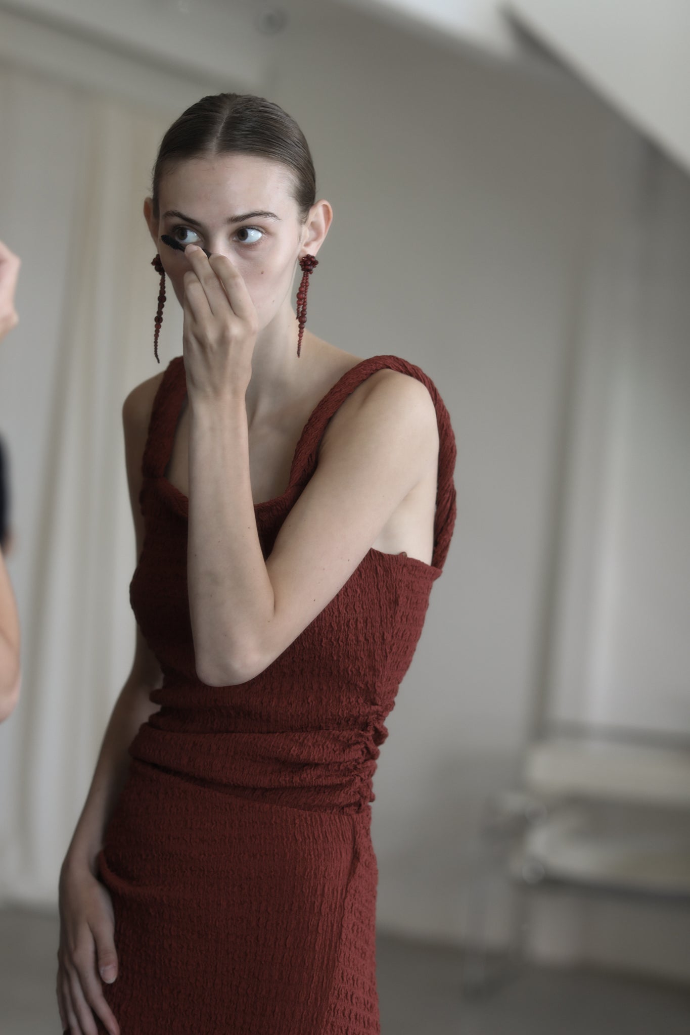 Matte Beaded Drew Strands - Burgundy