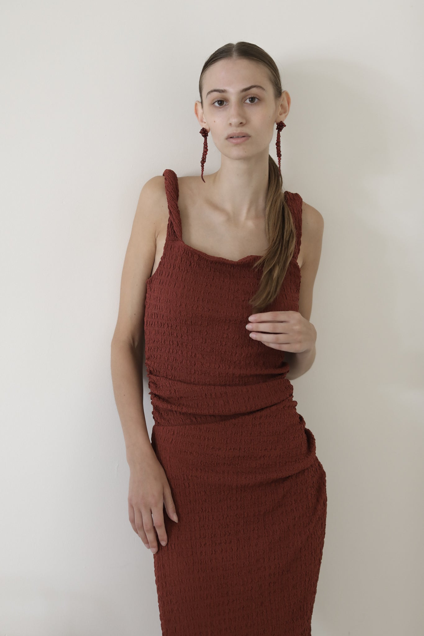 Matte Beaded Drew Strands - Burgundy