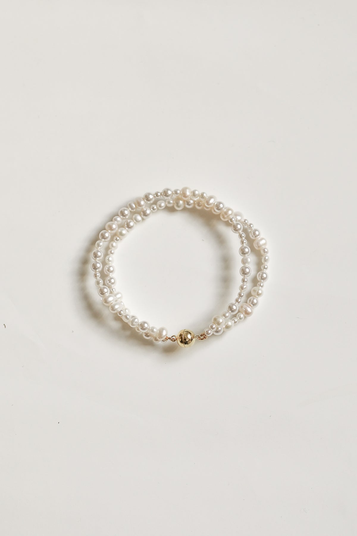 Double Strand Freshwater Pearl Bracelet | Pearl & 14k Gold-Plated 
