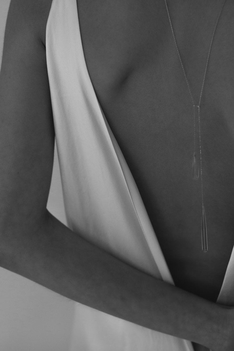 Glass Bolo Necklace | Bridal Lariat Necklace
