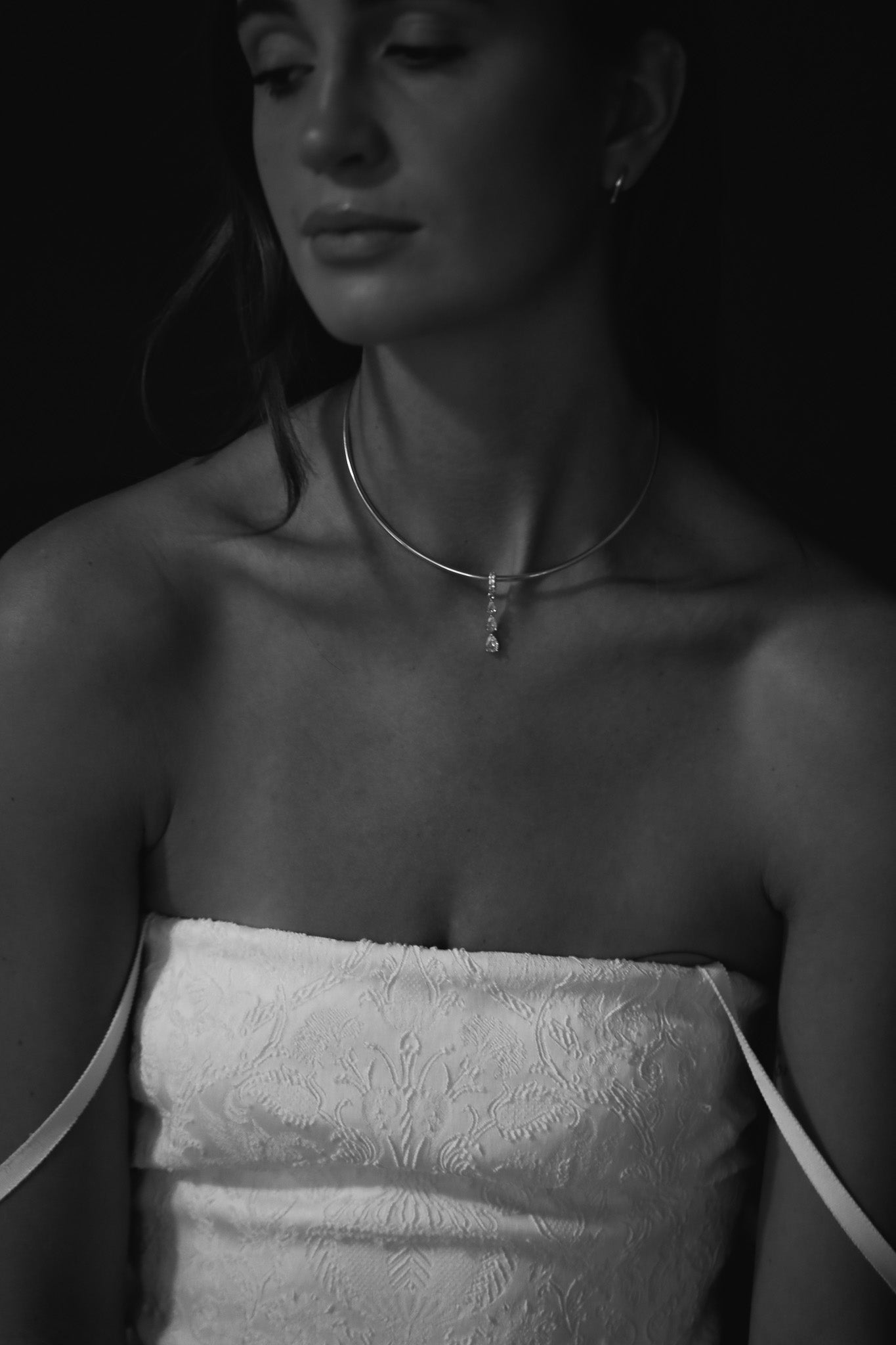 Crystal Pendant Gold Choker Necklace - Sale