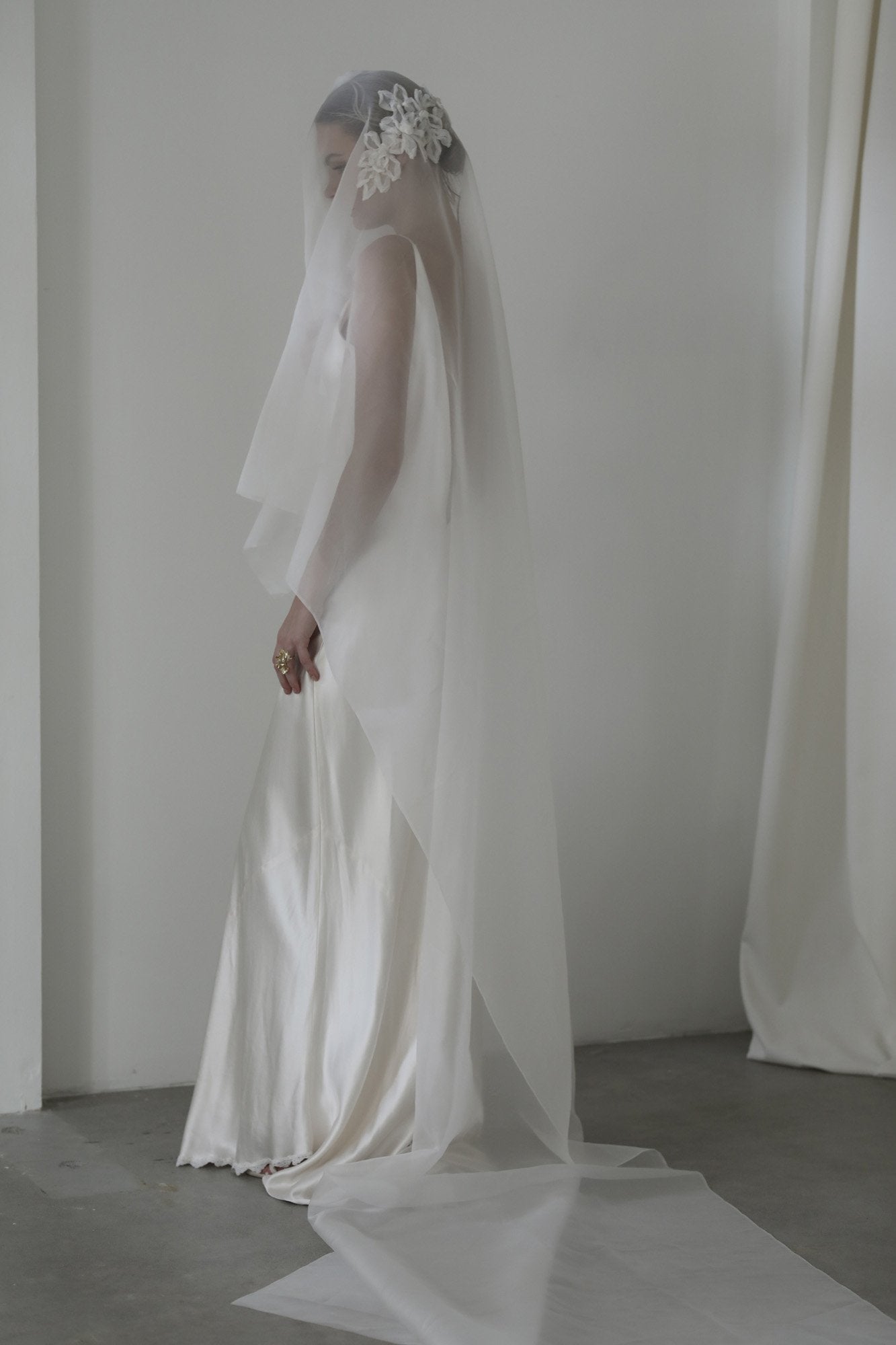 Kinsley Drop Wedding Veil | Bridal Silk Drop Veil | A.B. ELLIE Silk Organza Kinsley Drop Wedding Veil | Bridal Silk Drop Veil | A.B. ELLIE Silk Organza