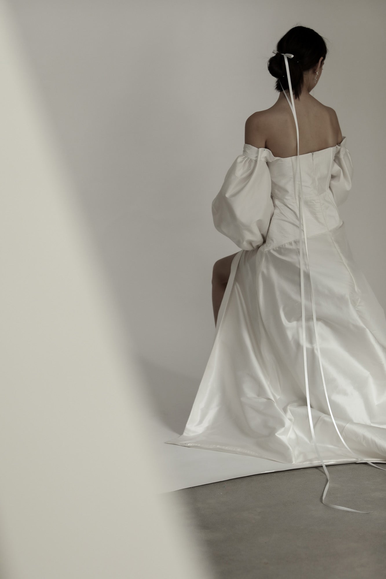 satin bow for wedding dress Simple A-Line Satin Wedding Dress with Back Bow, Spaghetti Straps, Poc Viniodress