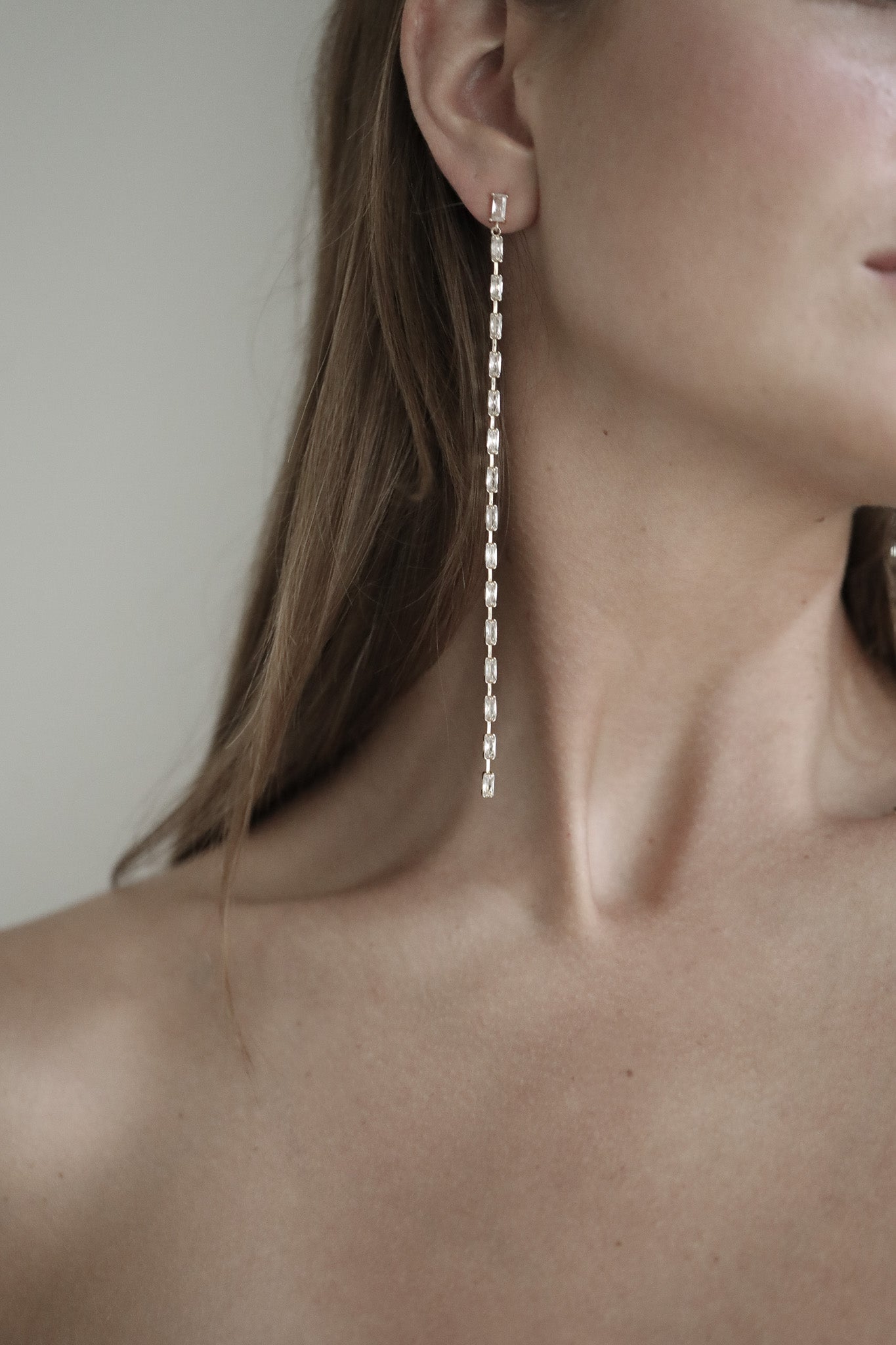 Long Baguette Line Tassel Earrings - Sale