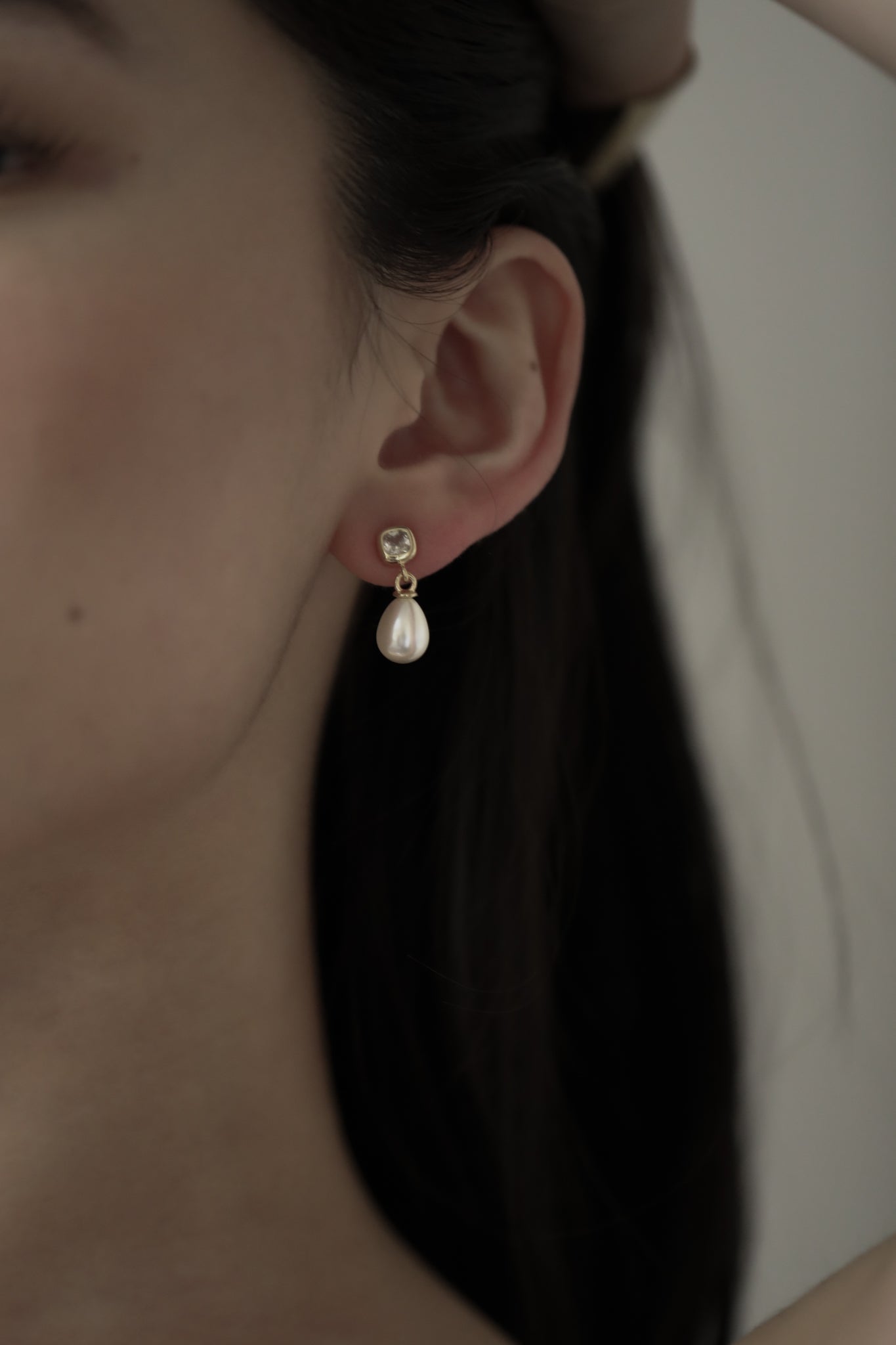 Micro Bezel Pearl Drop Earrings - Sale