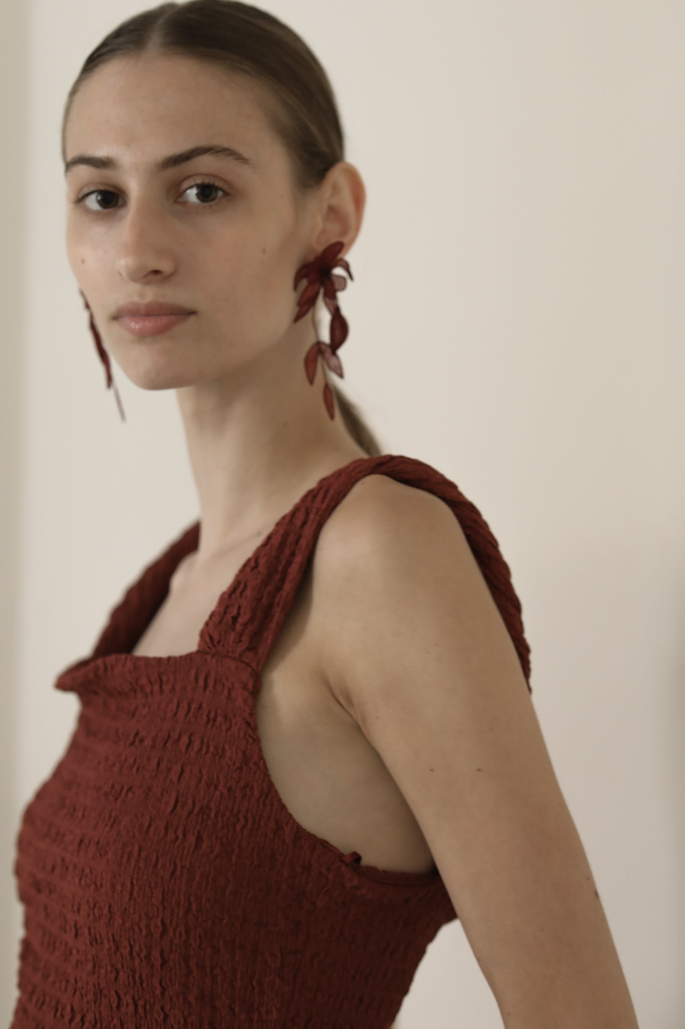Mini Charlee Tier Earrings - Burgundy