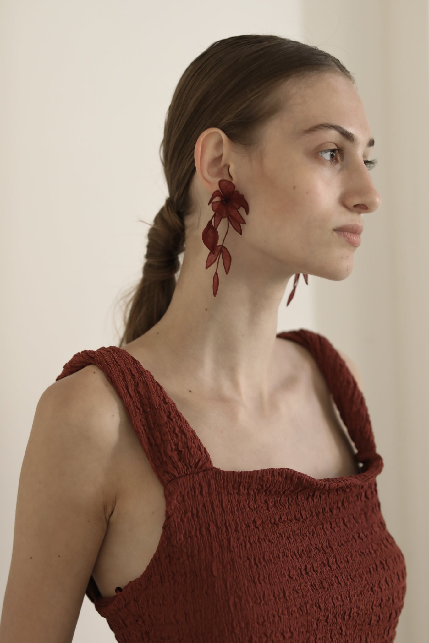 Mini Charlee Tier Earrings - Burgundy