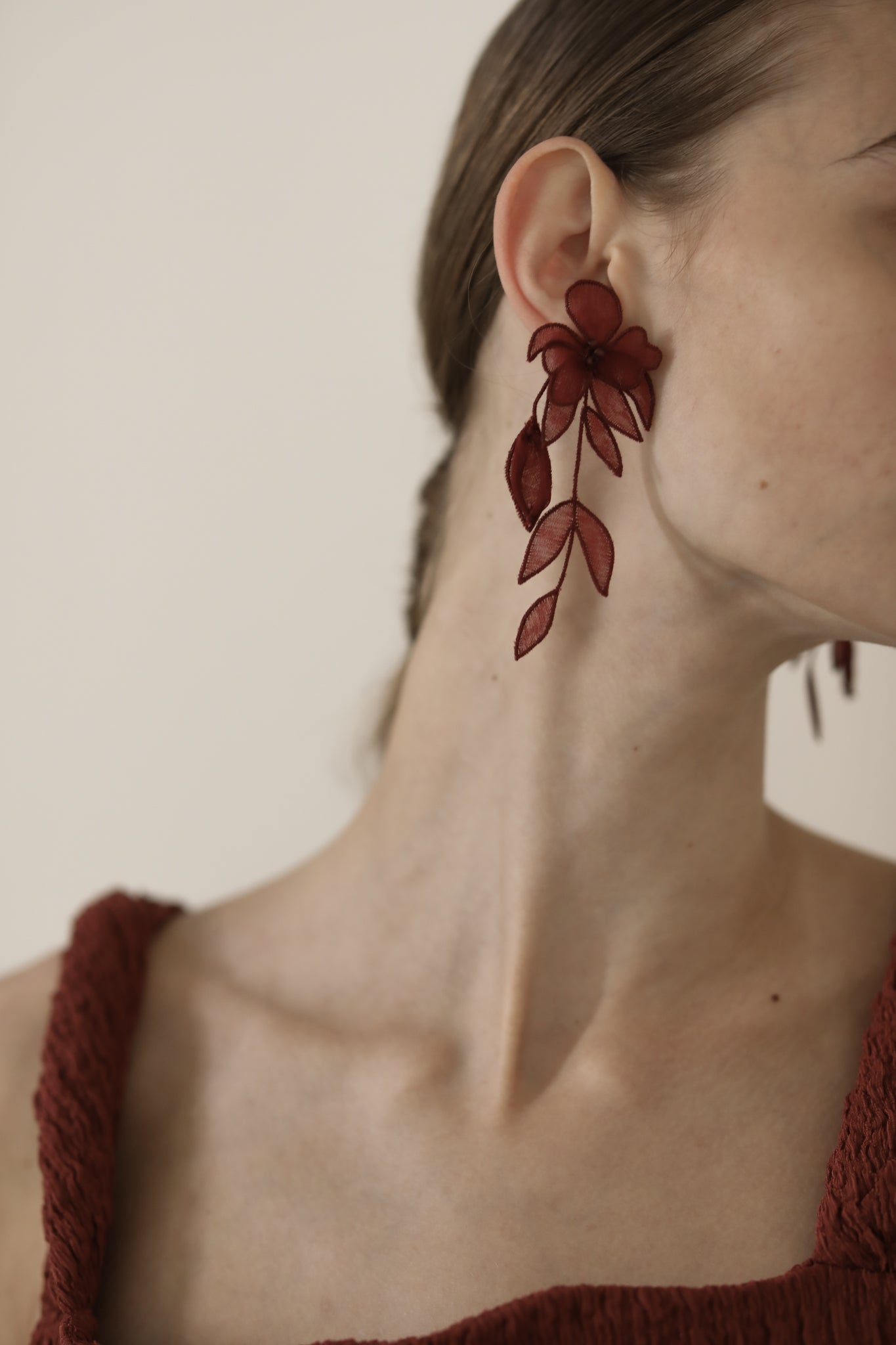 burgundy dress earrings Accessories Earrings With Maroon Gown Crystals Illusion Burgundy Sequin Made-to-Order Prom Dress
