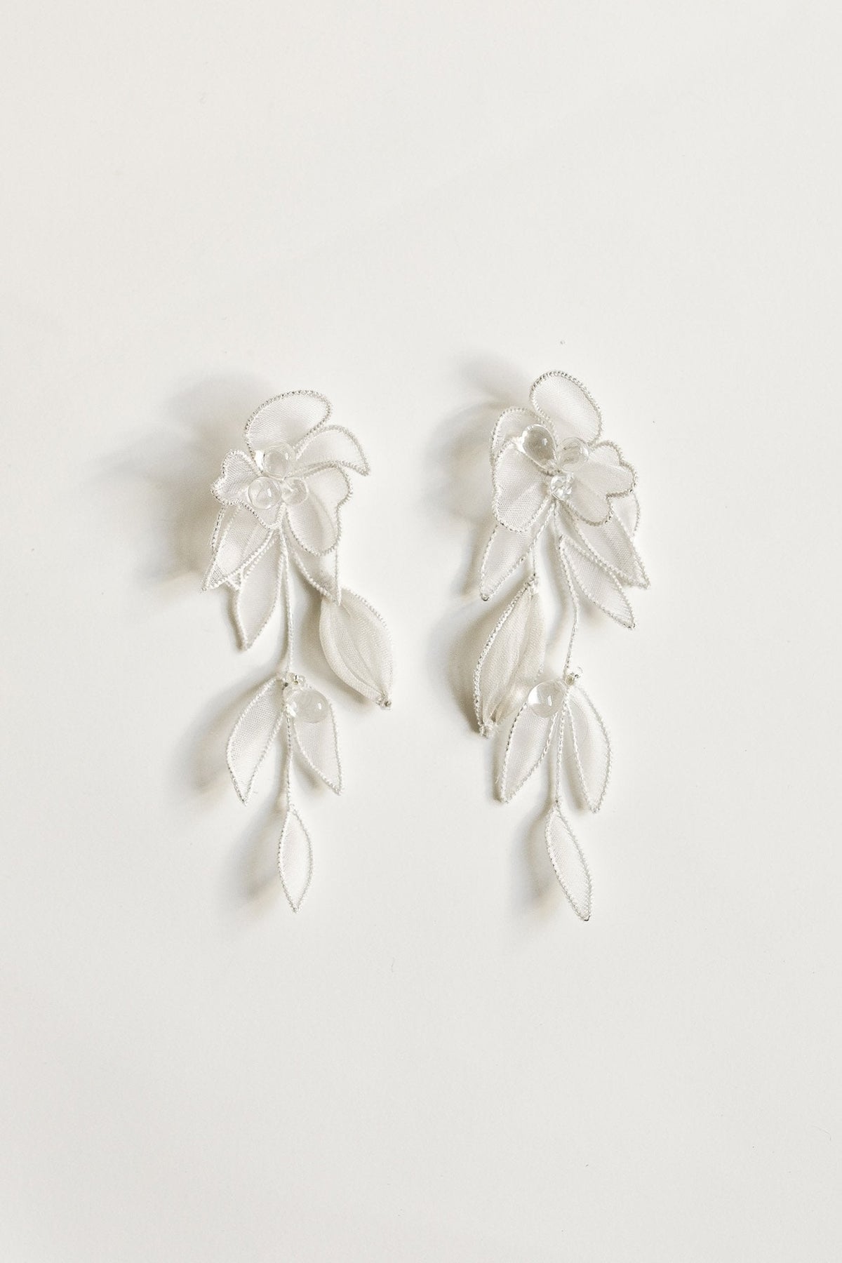 Charlee Mini Tier Floral Earrings | Bridal Silk Organza Drops 