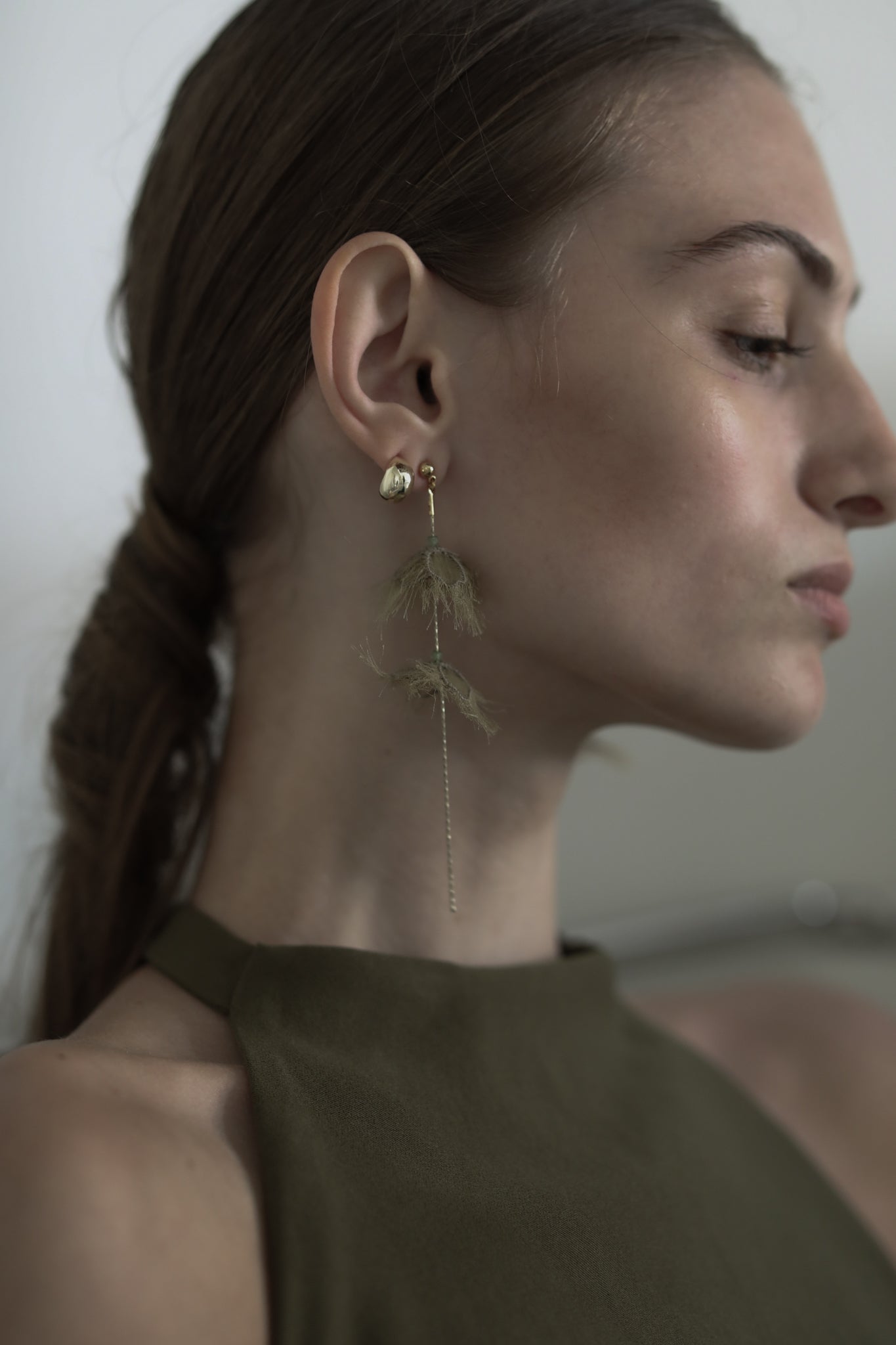 Adina Strand Earrings - Olive