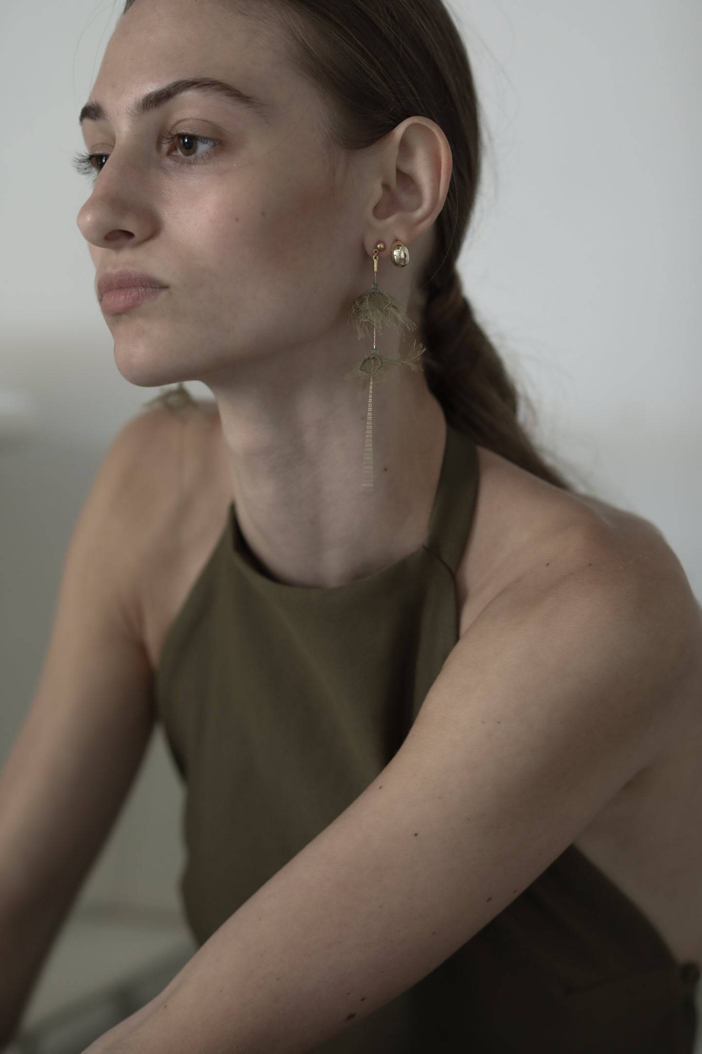 Adina Strand Earrings - Olive