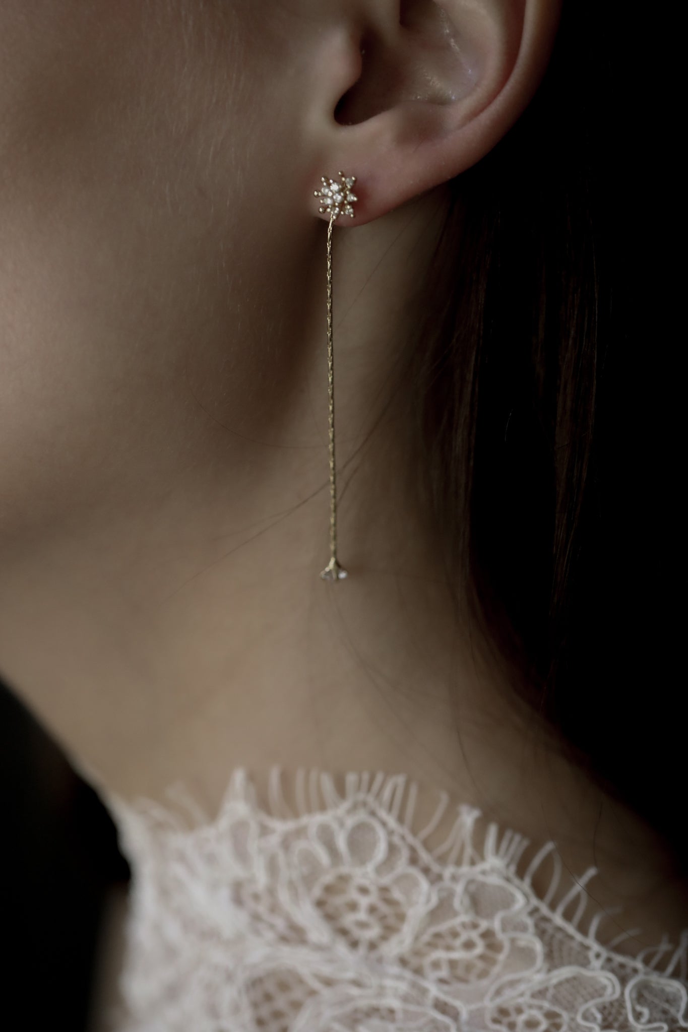 2:1 Pave Floral Strand Earrings - Sale